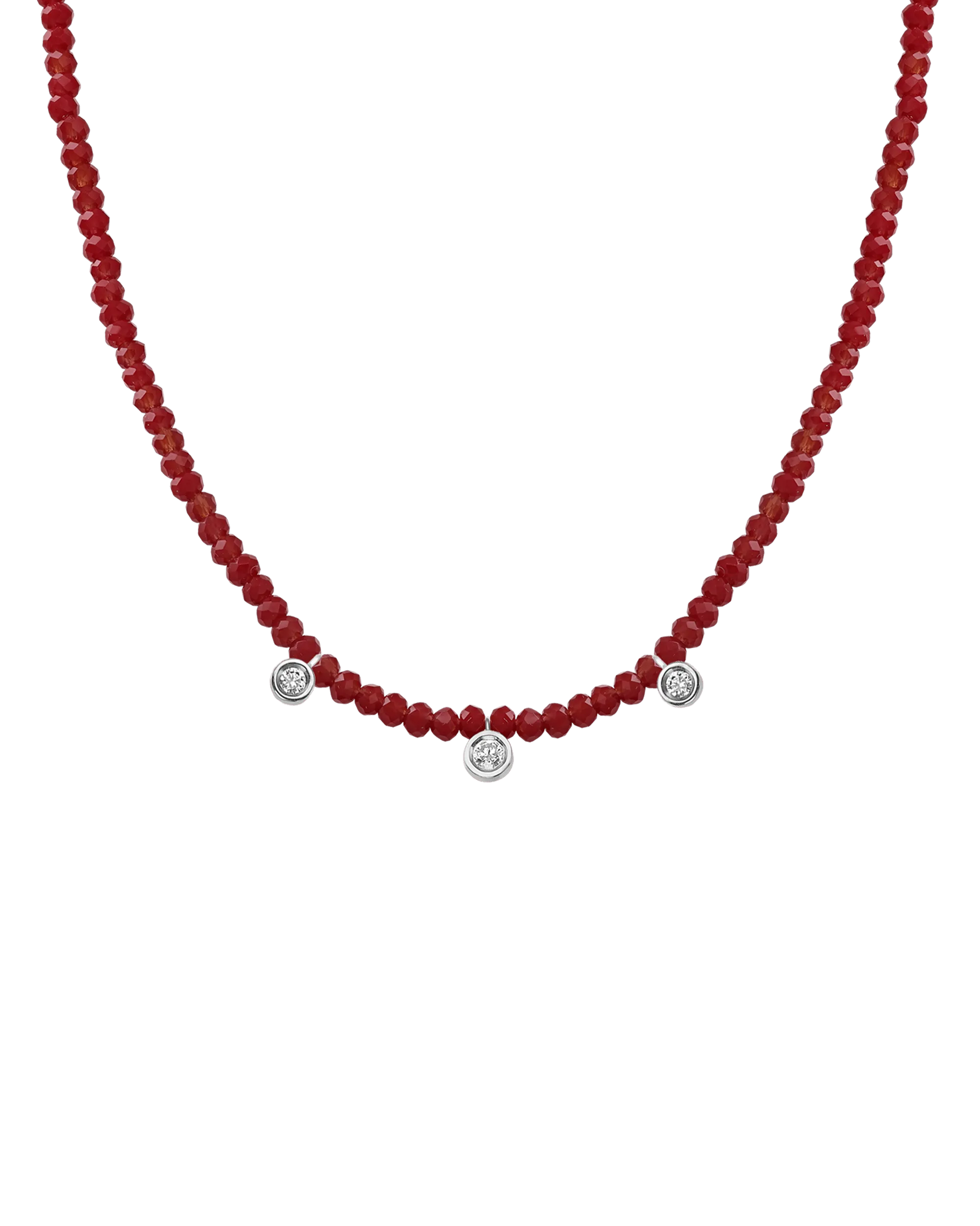 Blue Lapis Gemstone & Three diamonds Necklace - 14K Rose Gold