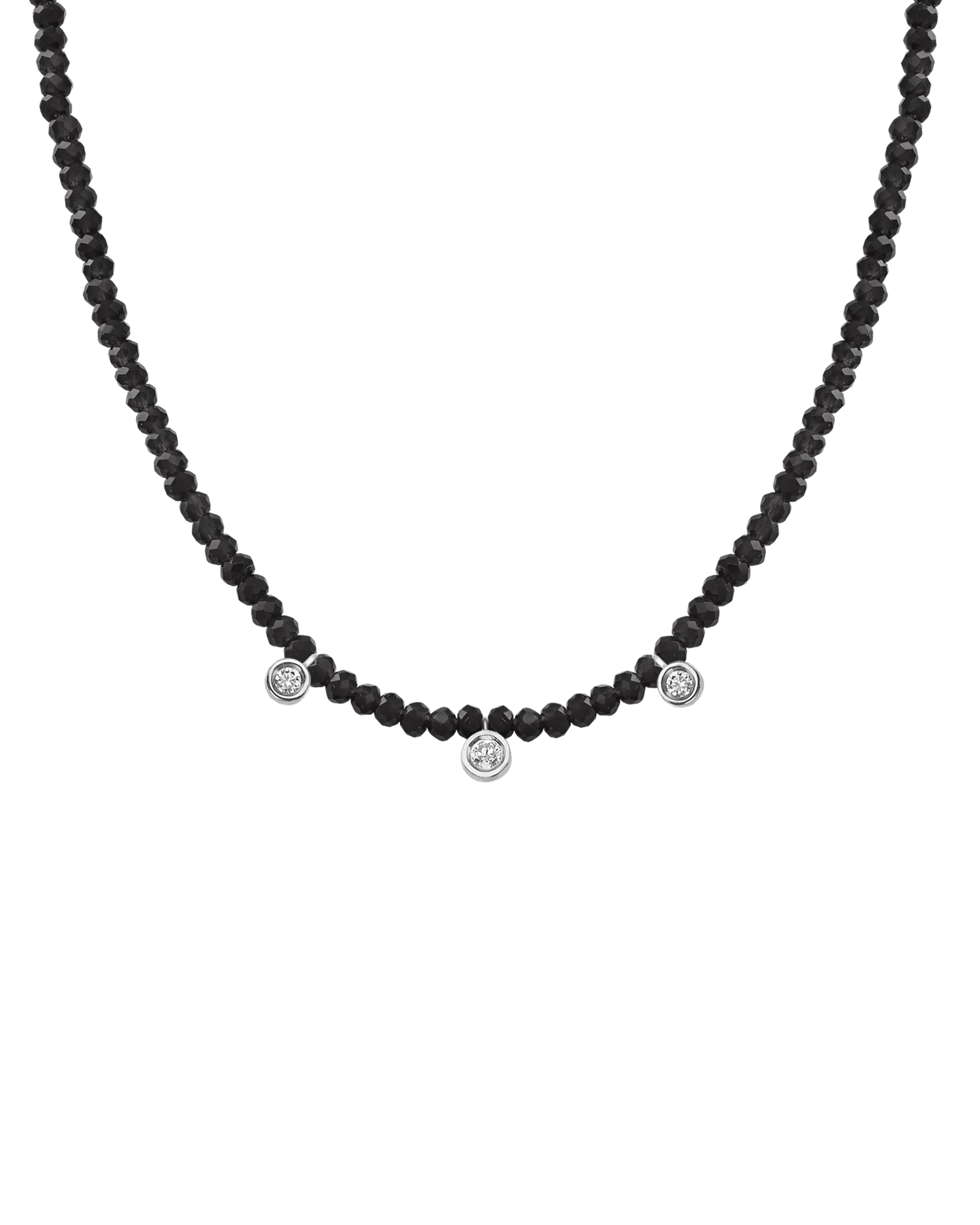 Blue Lapis Gemstone & Three diamonds Necklace - 14K Rose Gold