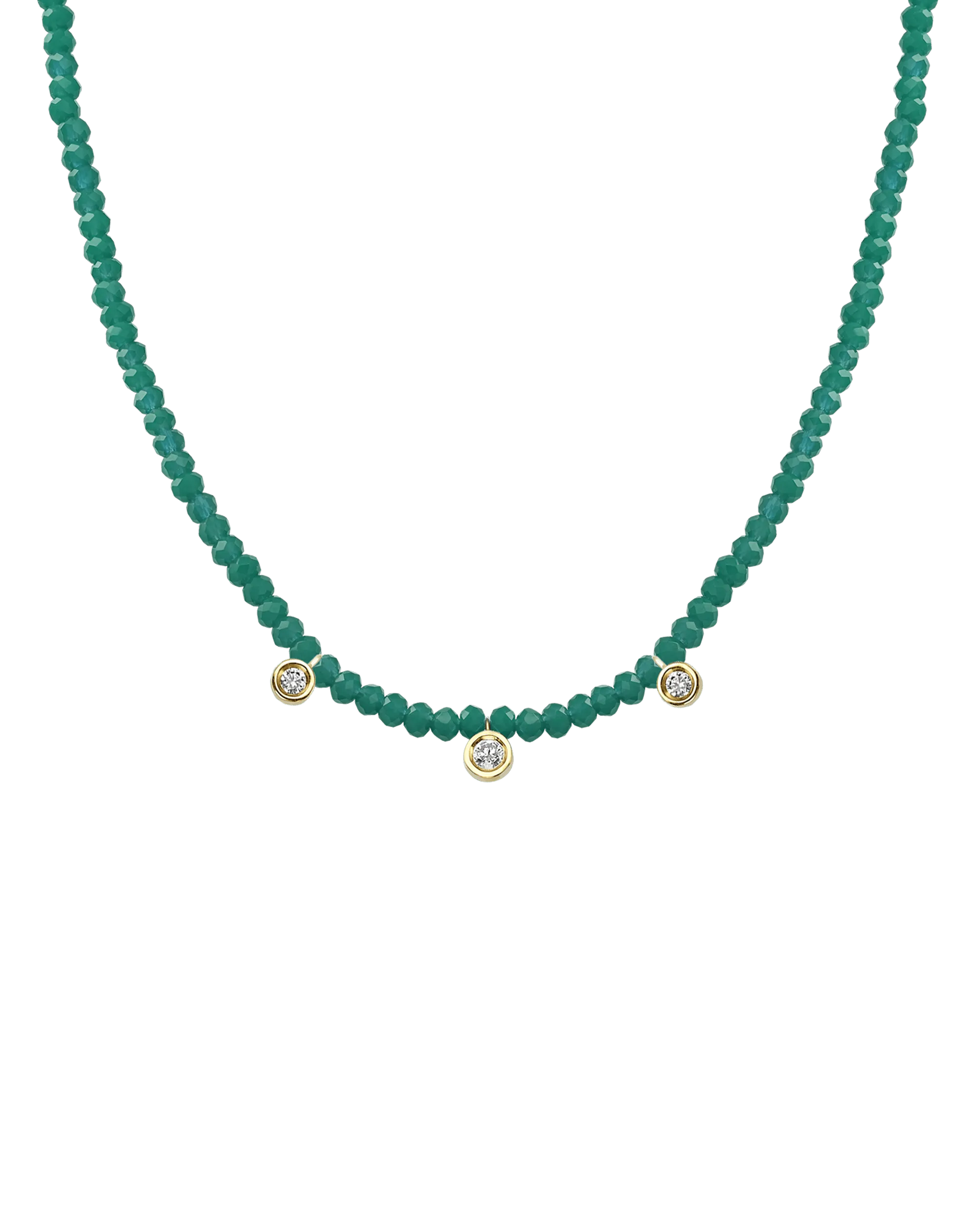 Blue Lapis Gemstone & Three diamonds Necklace - 14K Rose Gold