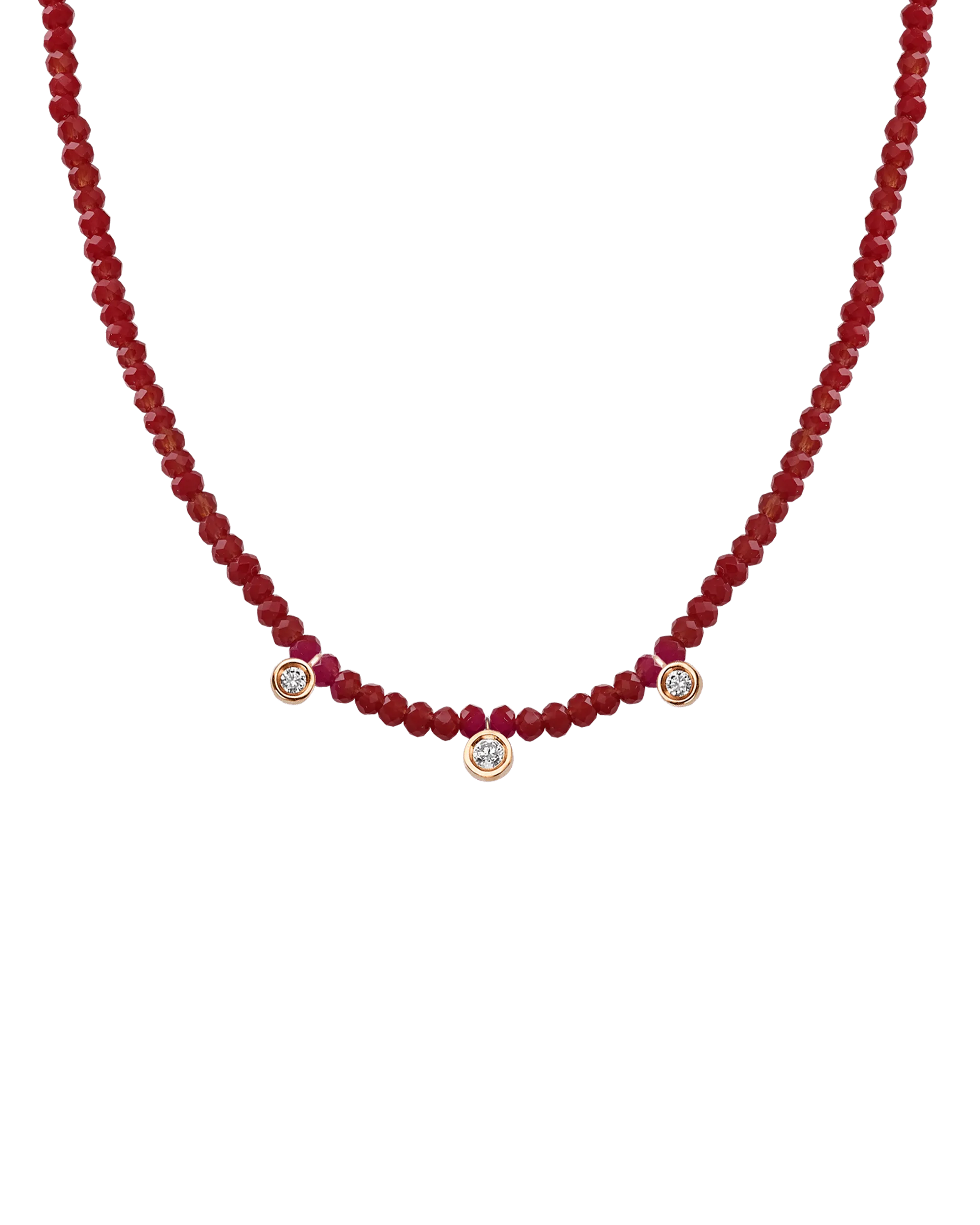 Blue Lapis Gemstone & Three diamonds Necklace - 14K Rose Gold