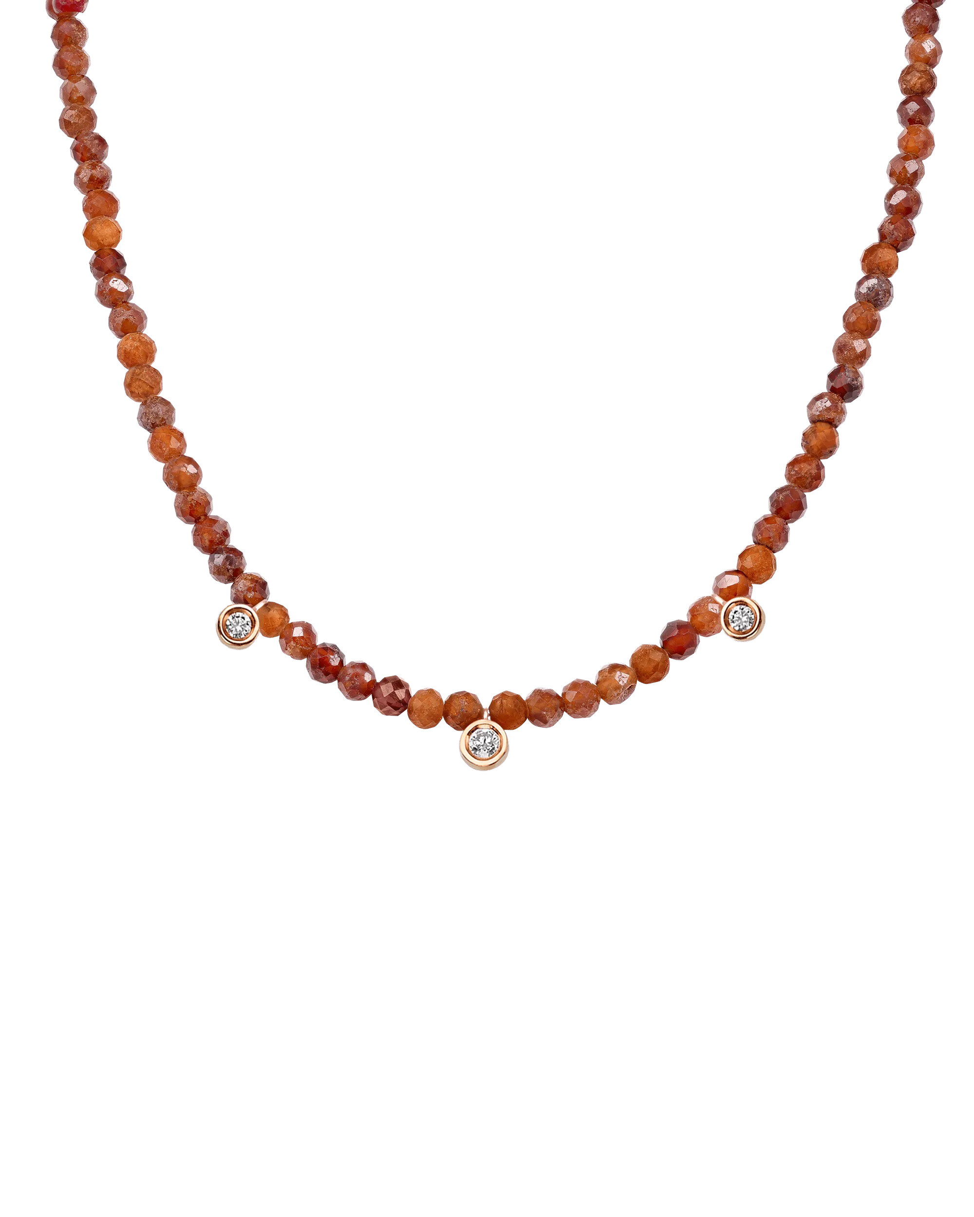 Blue Lapis Gemstone & Three diamonds Necklace - 14K Rose Gold