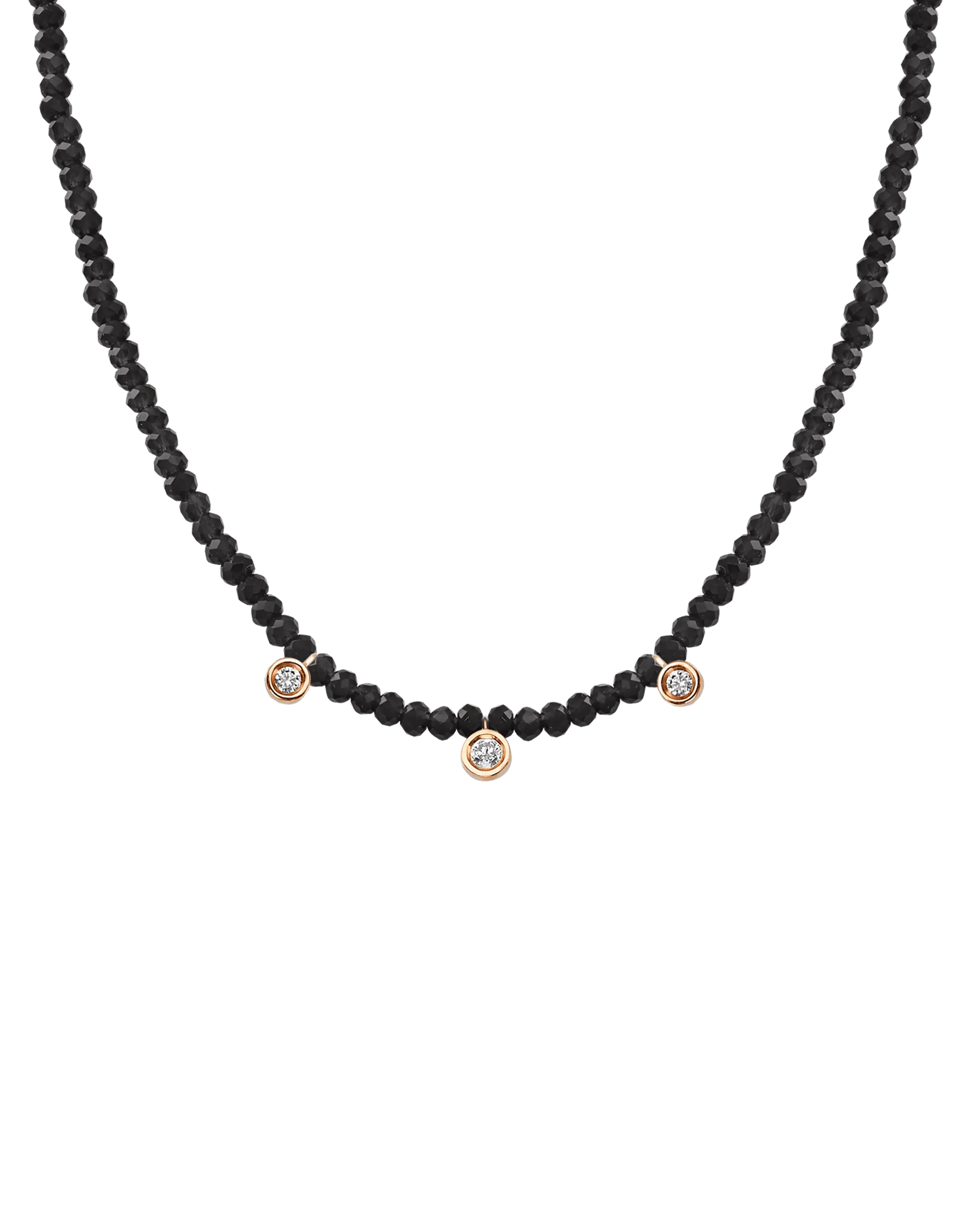 Blue Lapis Gemstone & Three diamonds Necklace - 14K Rose Gold