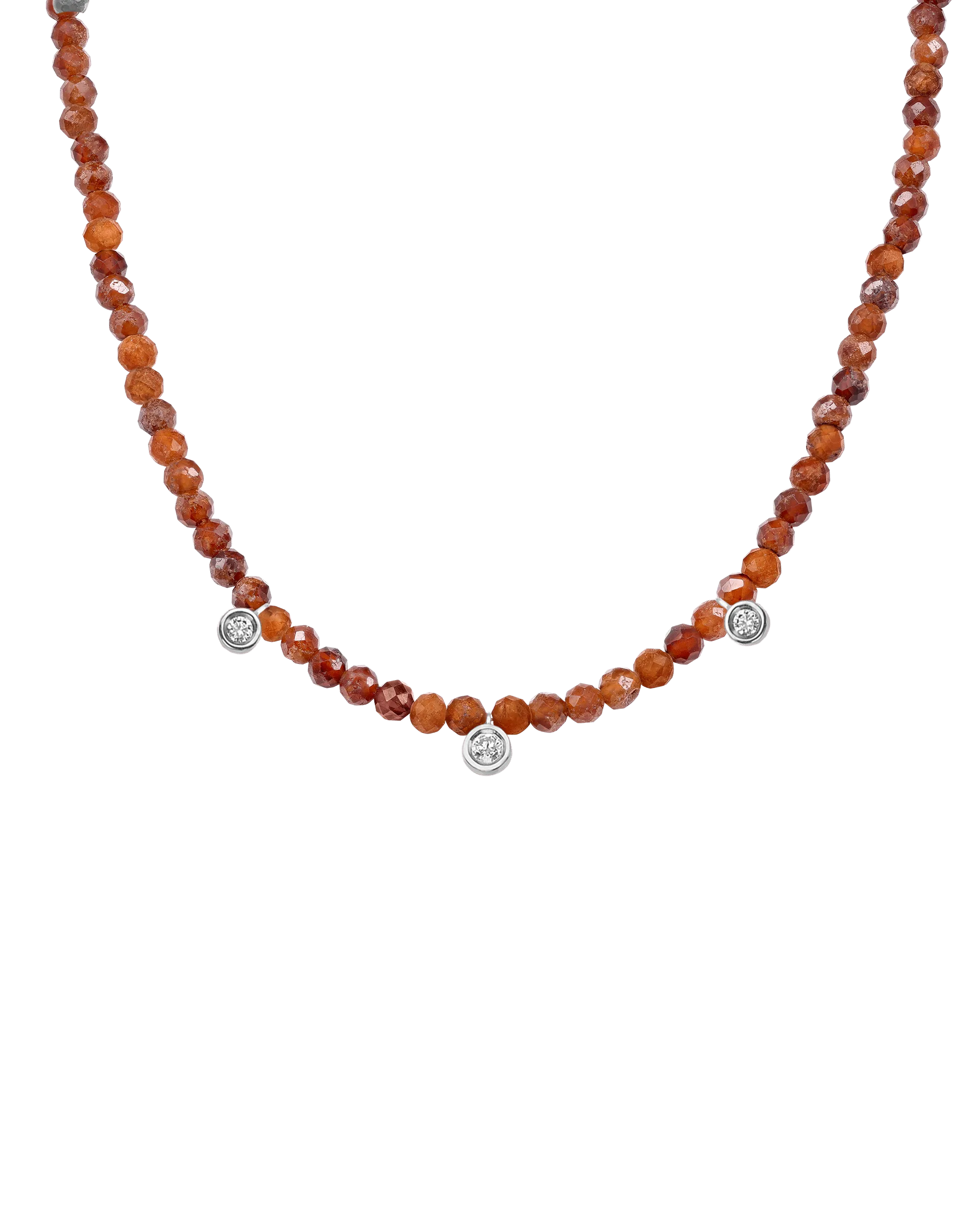 Blue Lapis Gemstone & Three diamonds Necklace - 14K Rose Gold