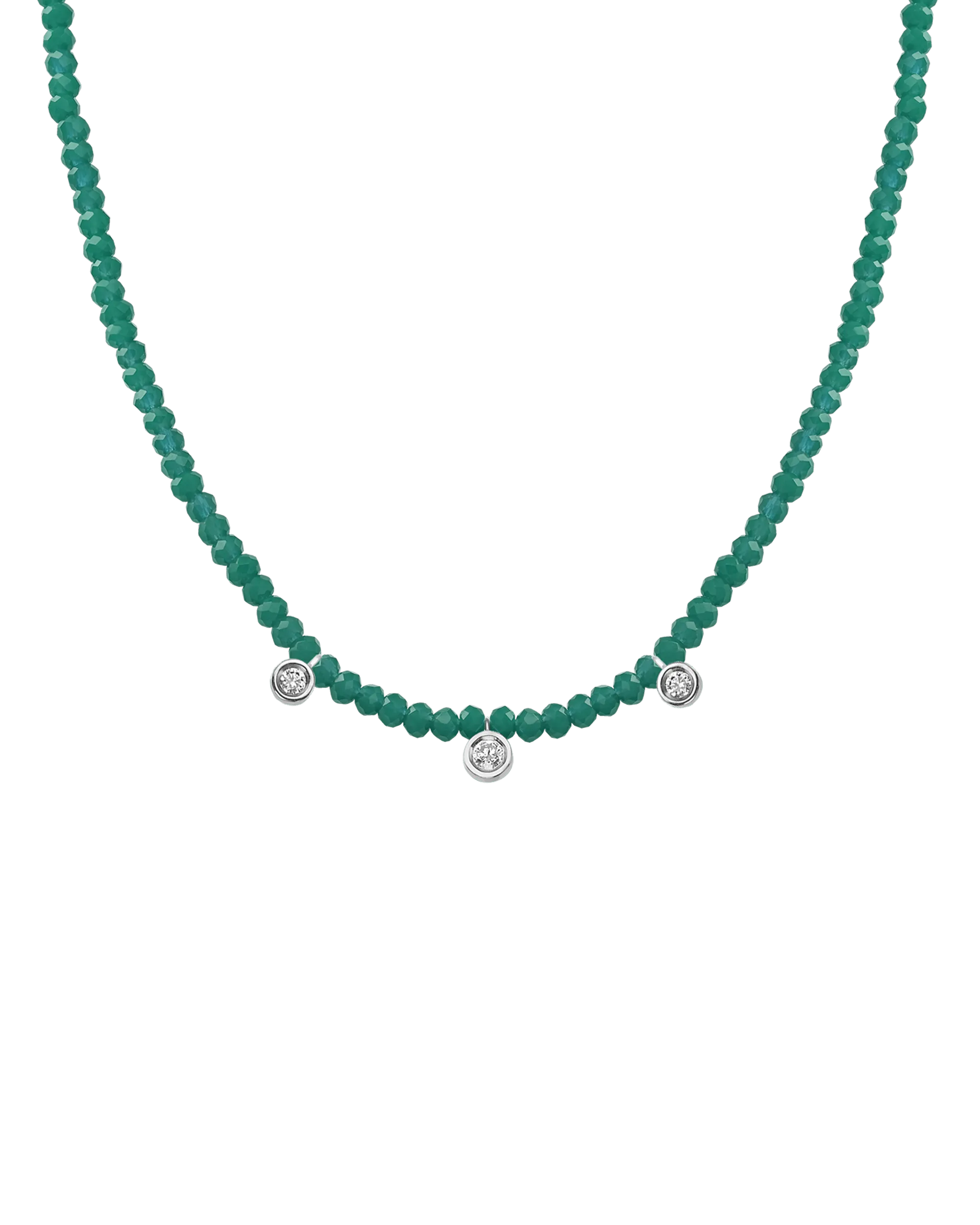 Blue Lapis Gemstone & Three diamonds Necklace - 14K Rose Gold