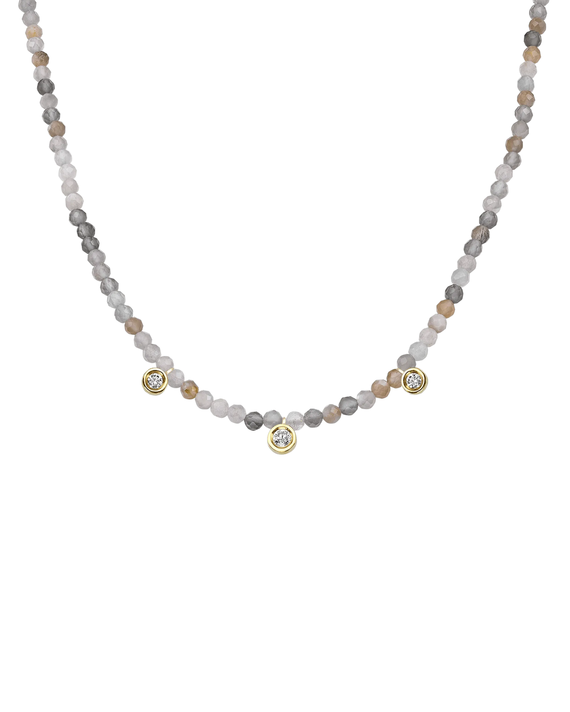 Blue Lapis Gemstone & Three diamonds Necklace - 14K Rose Gold