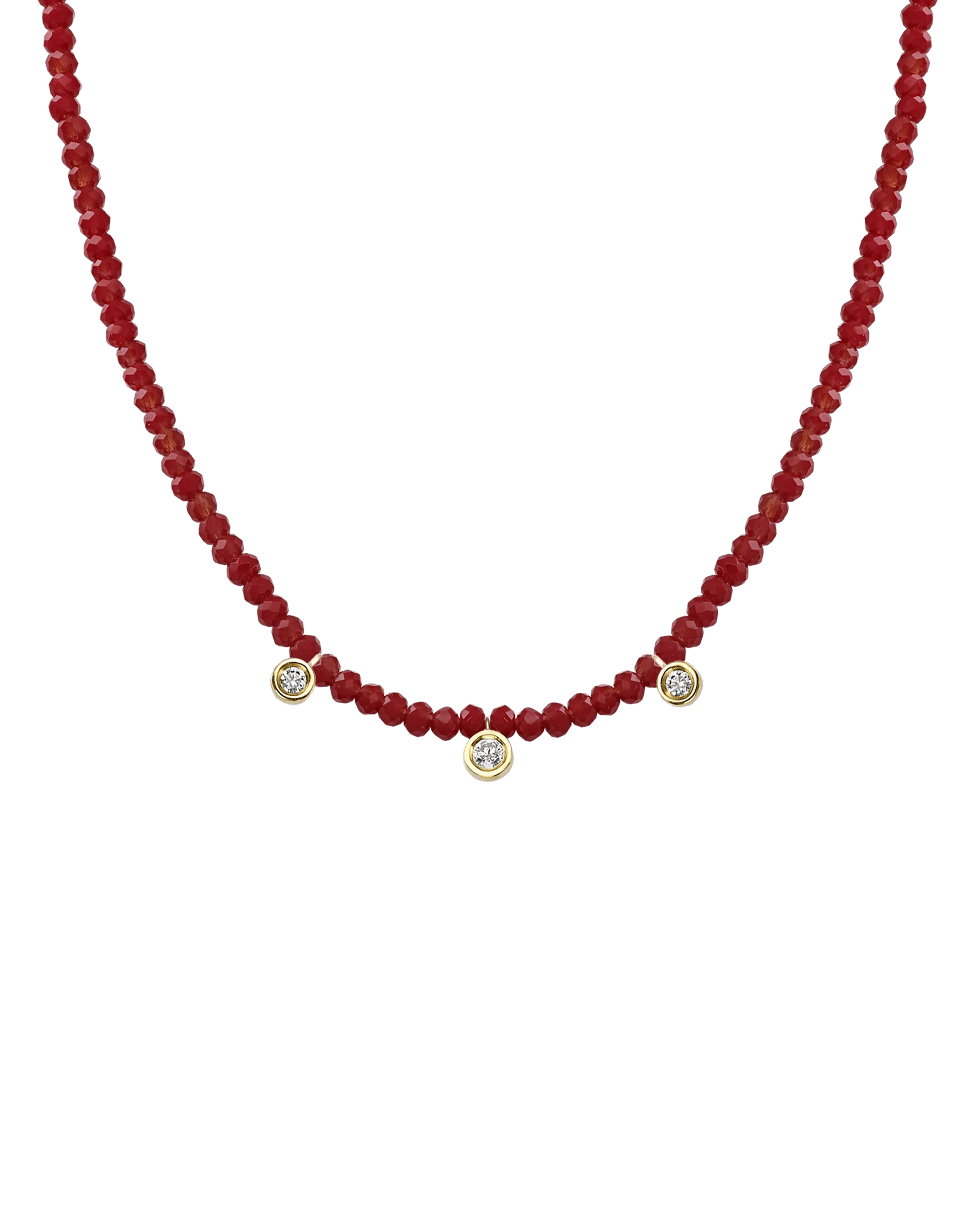 Blue Lapis Gemstone & Three diamonds Necklace - 14K Rose Gold