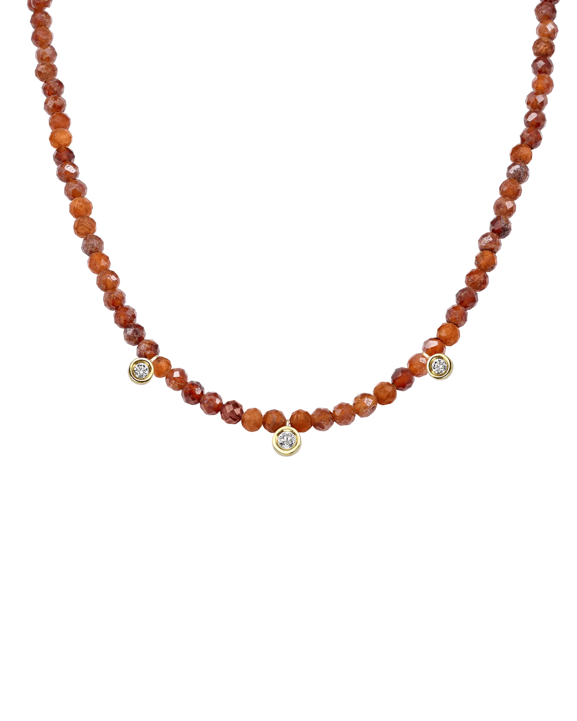 Blue Lapis Gemstone & Three diamonds Necklace - 14K Rose Gold