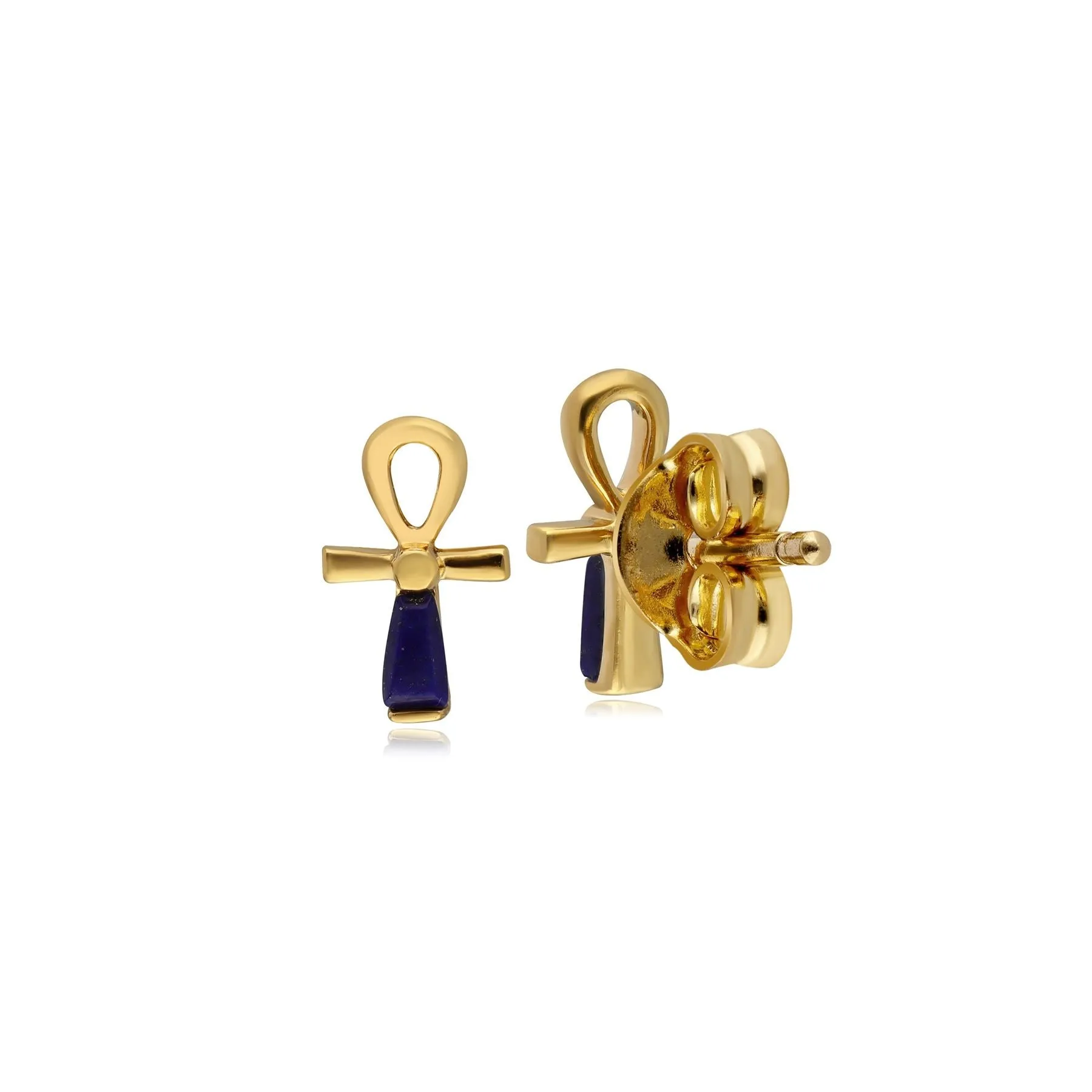 Boucles d'Oreilles Clou ECFEW™ 'The Ruler' ânkh avec Lapis Lazuli