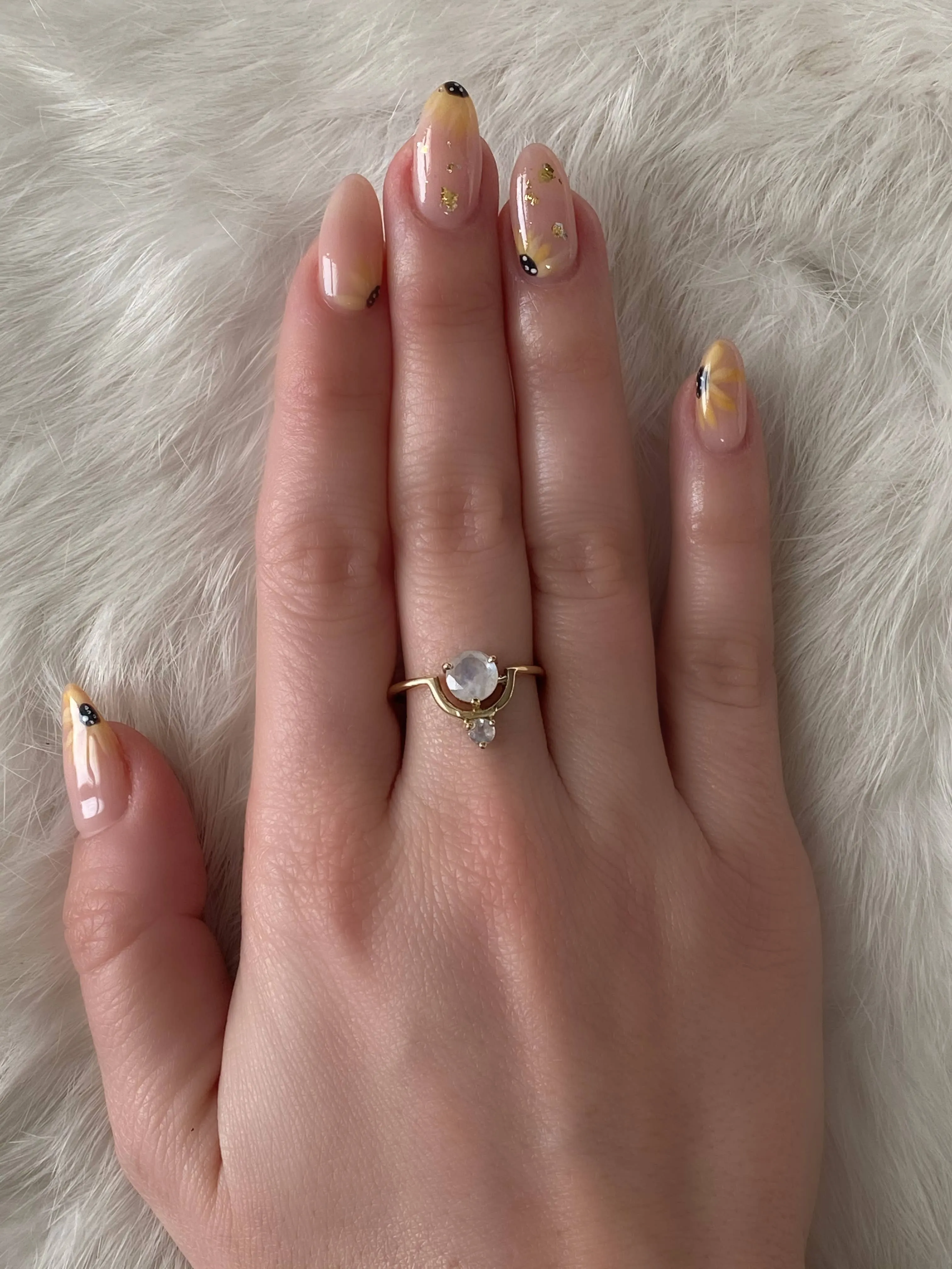 Brass Cradled Moonstone Ring