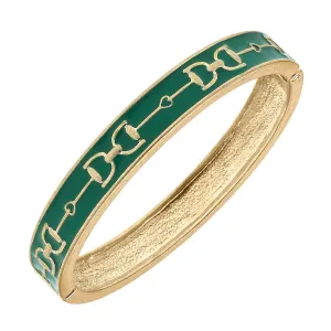 CANVAS Style - Giselle Enamel Horsebit Hinge Bangle - Green