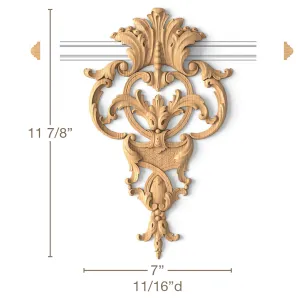 Cartouche with Acanthus Filigree, 7"w x 11 7/8"h x 11/16"d