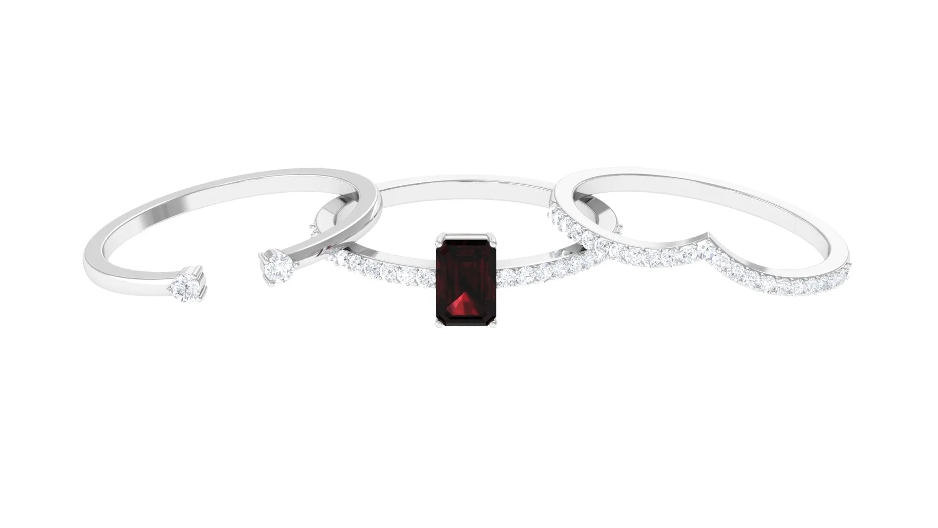 Certified Garnet Ring Set with Diamond in Prong Setting