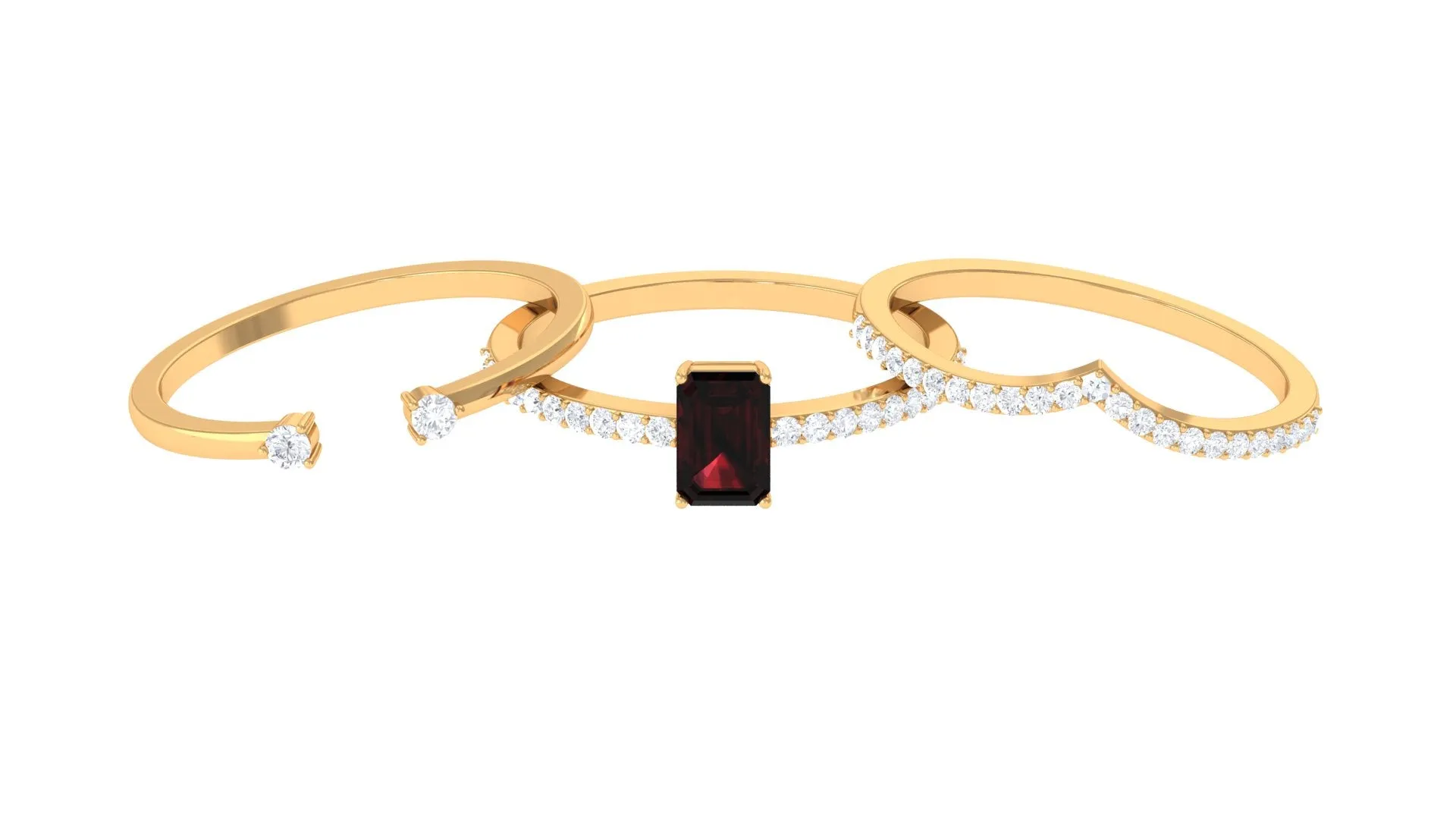 Certified Garnet Ring Set with Diamond in Prong Setting