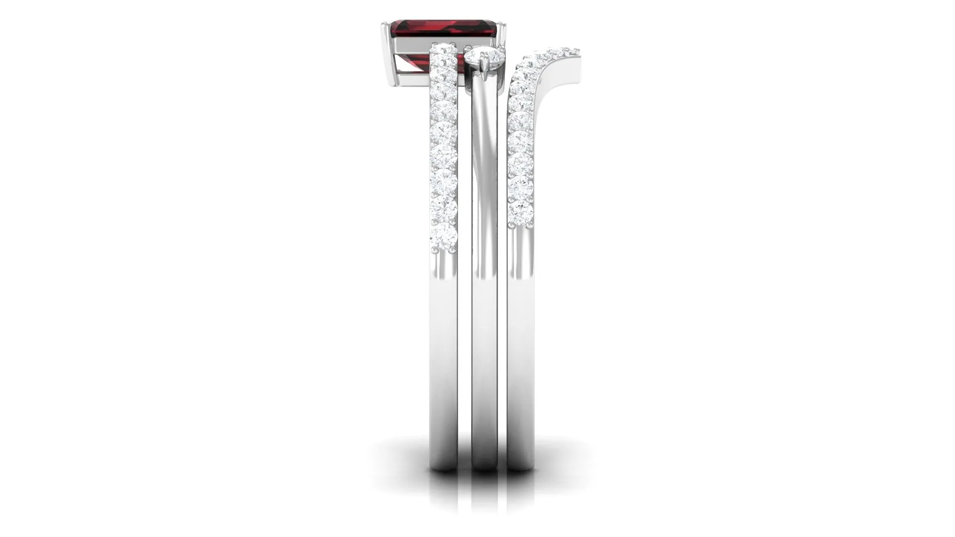 Certified Garnet Ring Set with Diamond in Prong Setting