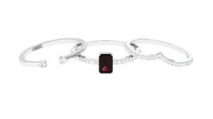 Certified Garnet Ring Set with Diamond in Prong Setting