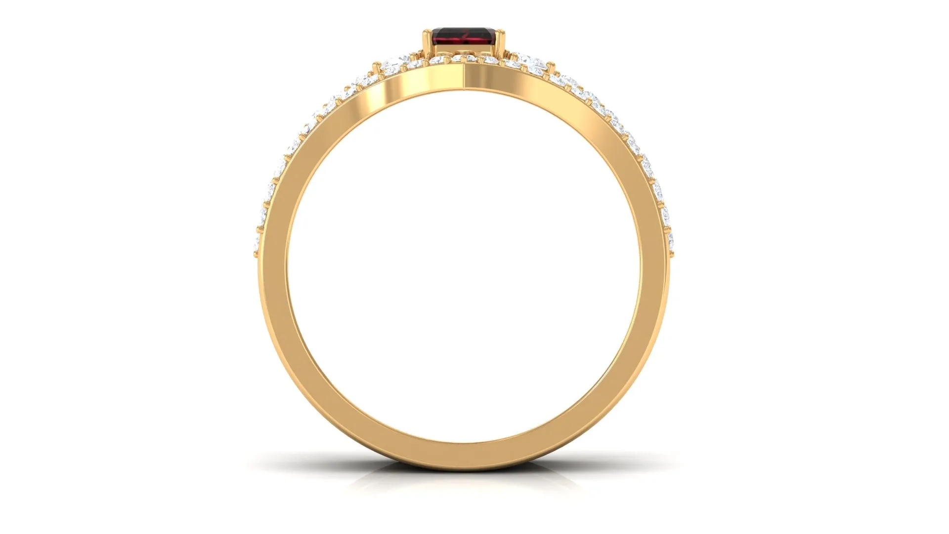 Certified Garnet Ring Set with Diamond in Prong Setting