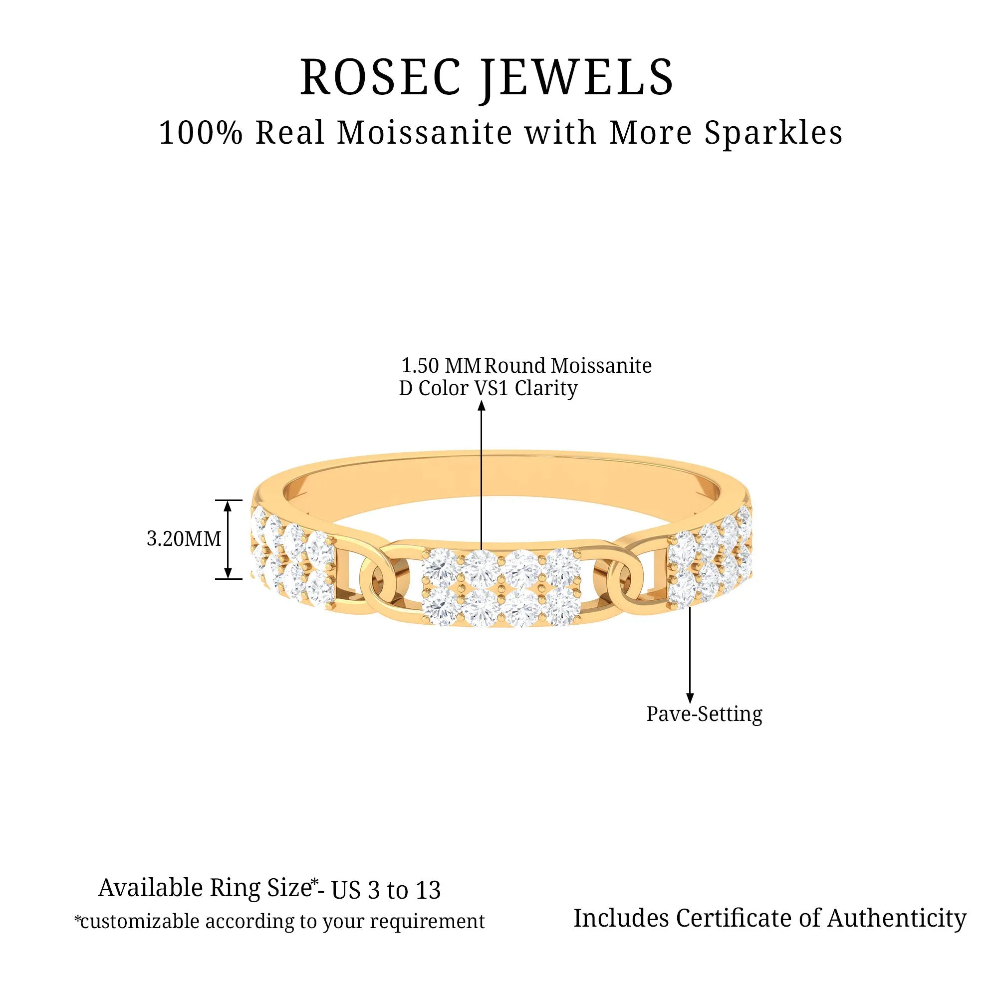 Certified Moissanite Interlock Wedding Band