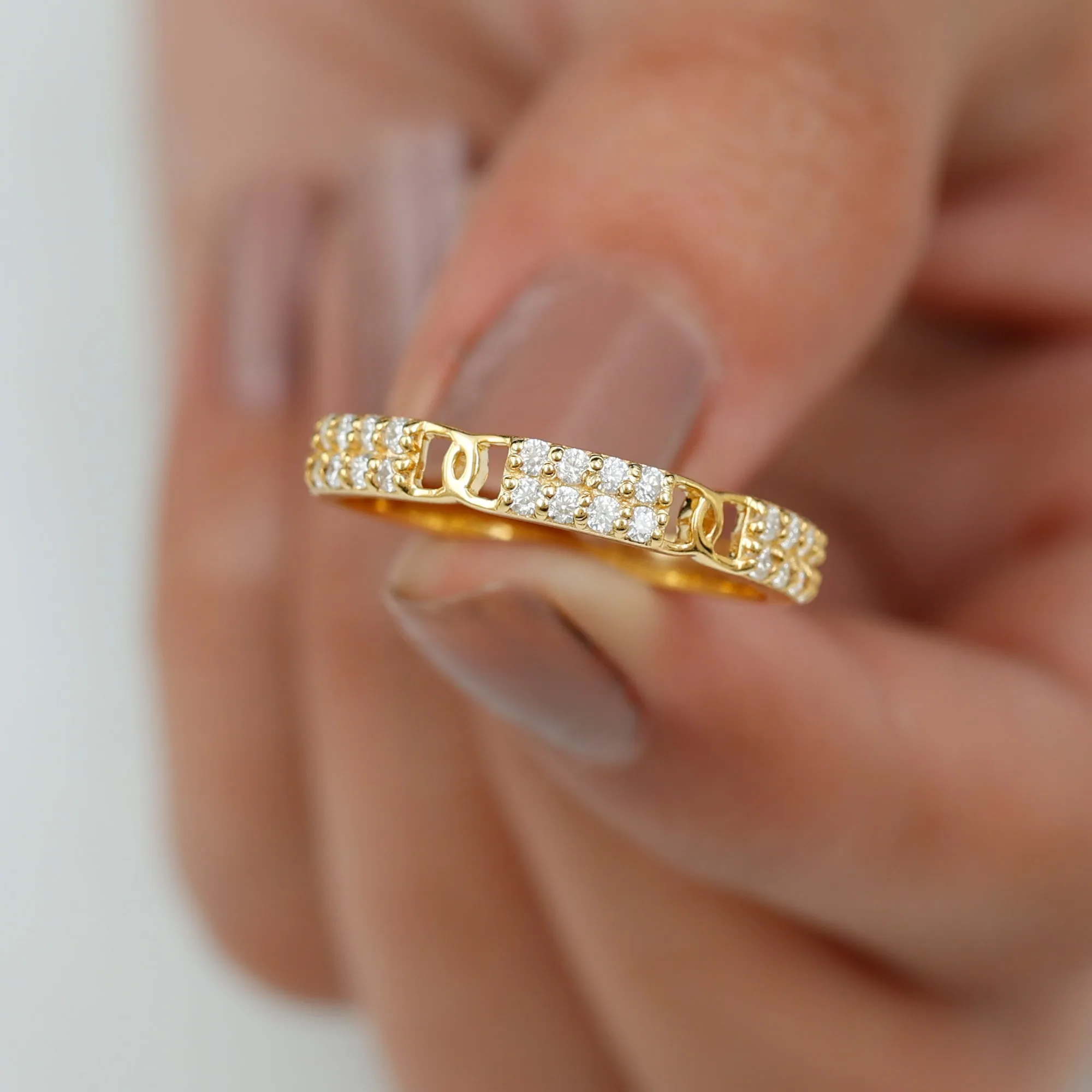 Certified Moissanite Interlock Wedding Band