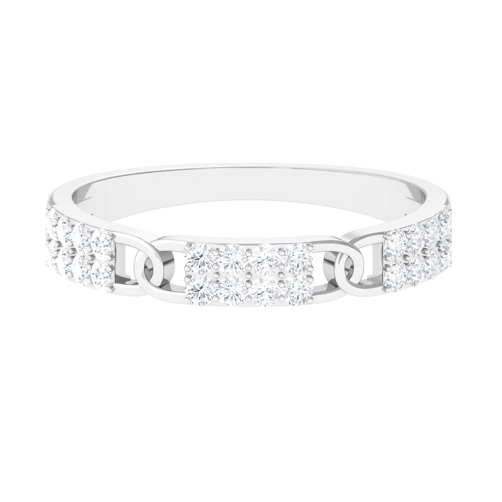 Certified Moissanite Interlock Wedding Band