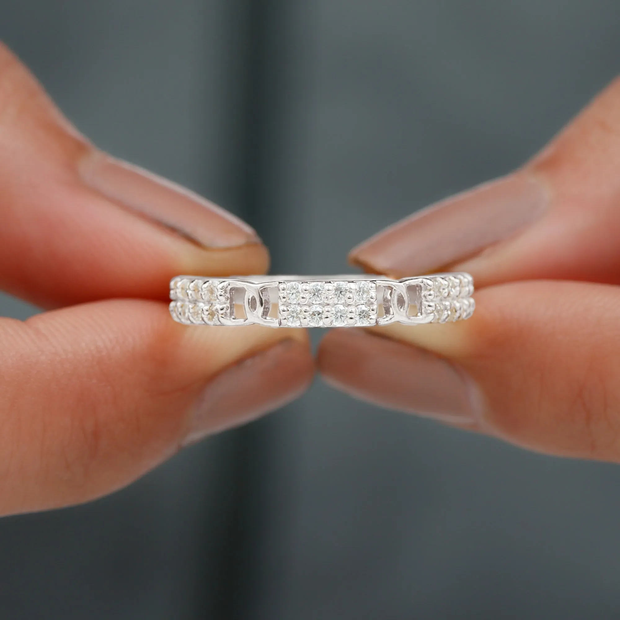 Certified Moissanite Interlock Wedding Band