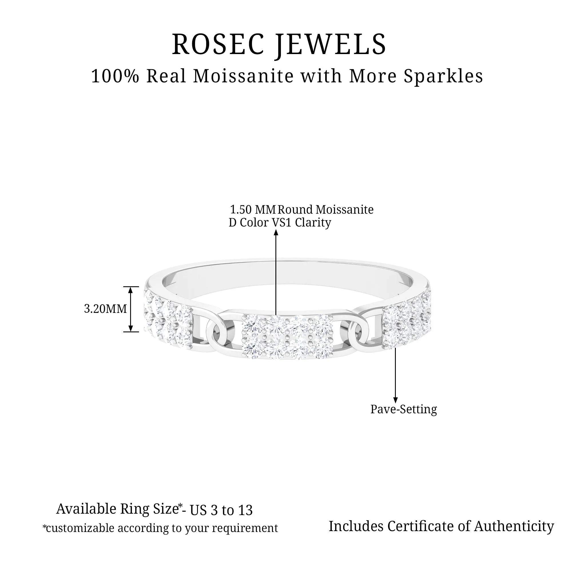 Certified Moissanite Interlock Wedding Band
