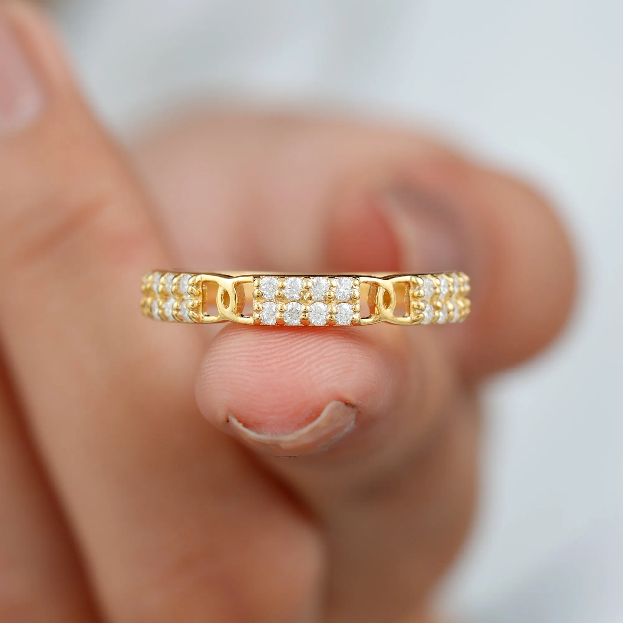 Certified Moissanite Interlock Wedding Band
