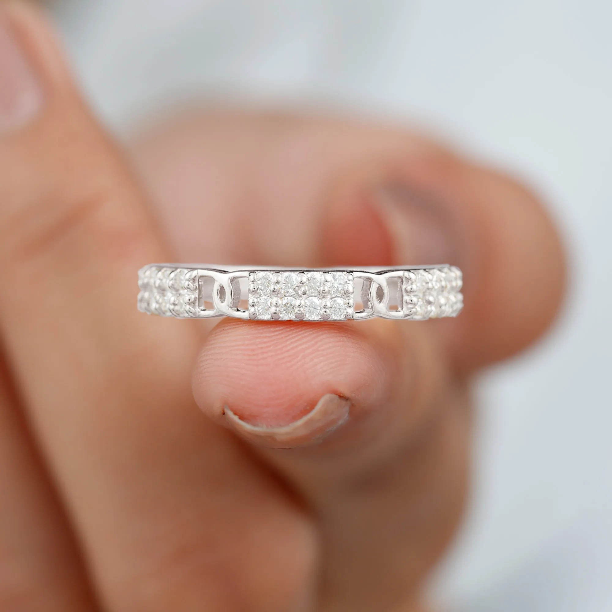 Certified Moissanite Interlock Wedding Band