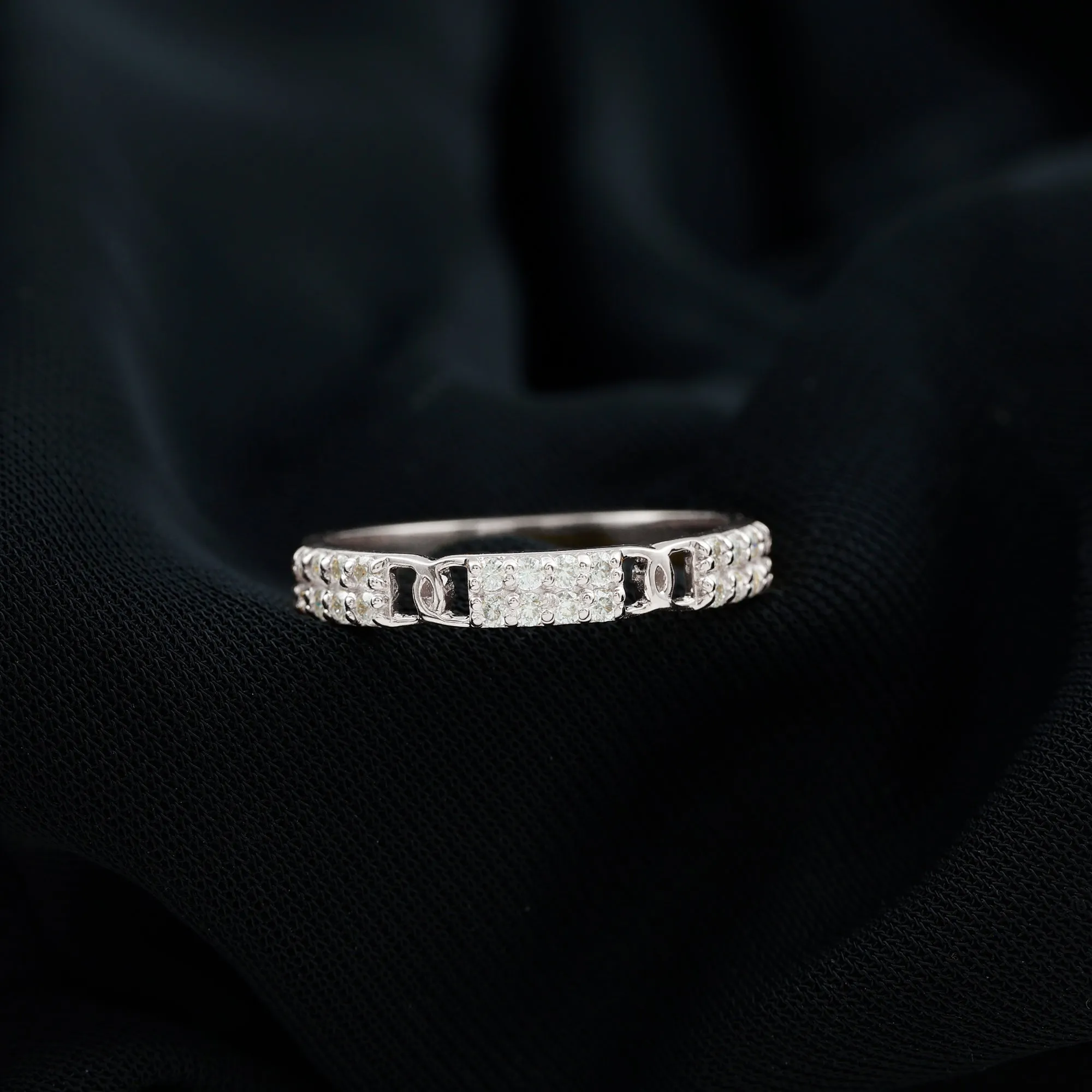 Certified Moissanite Interlock Wedding Band