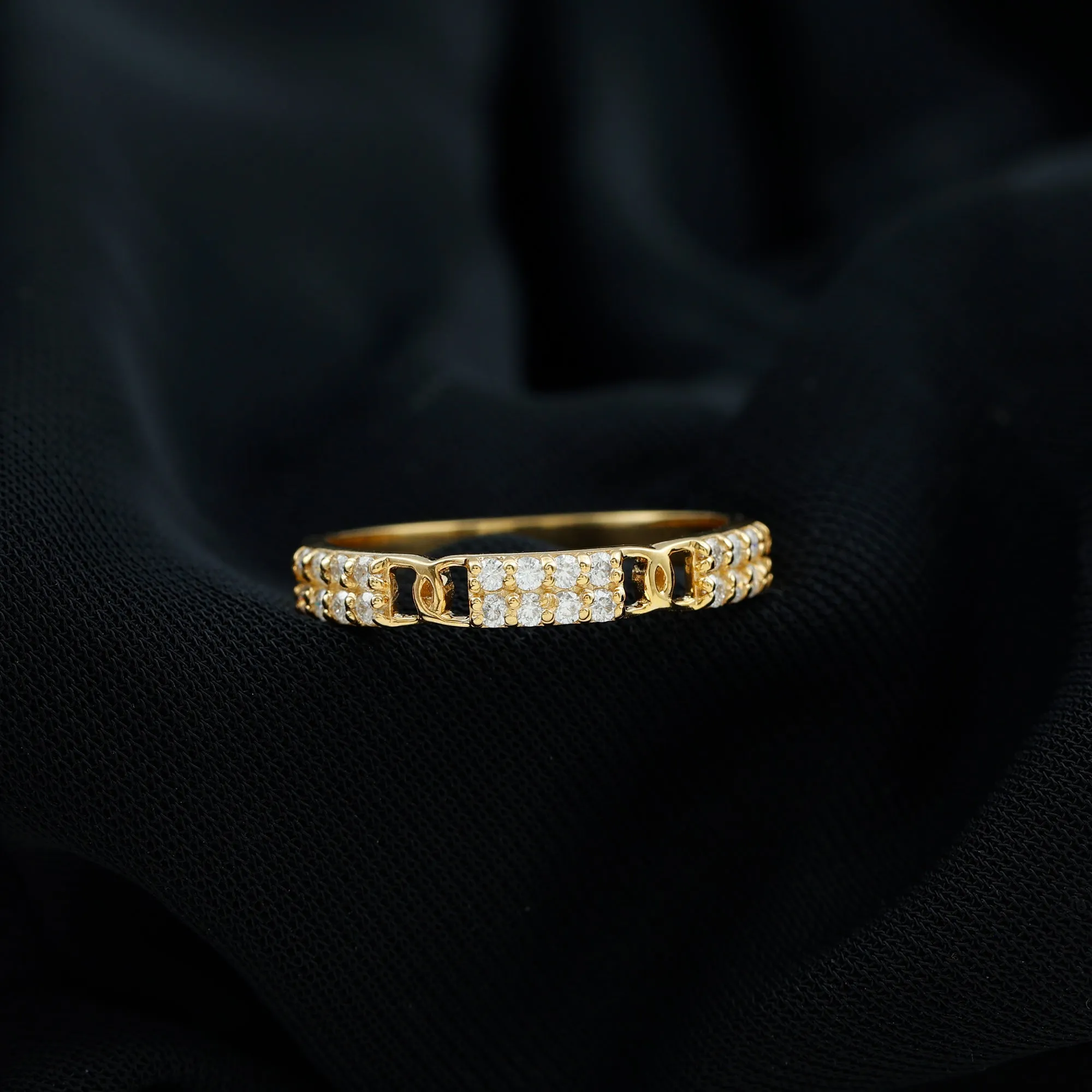 Certified Moissanite Interlock Wedding Band