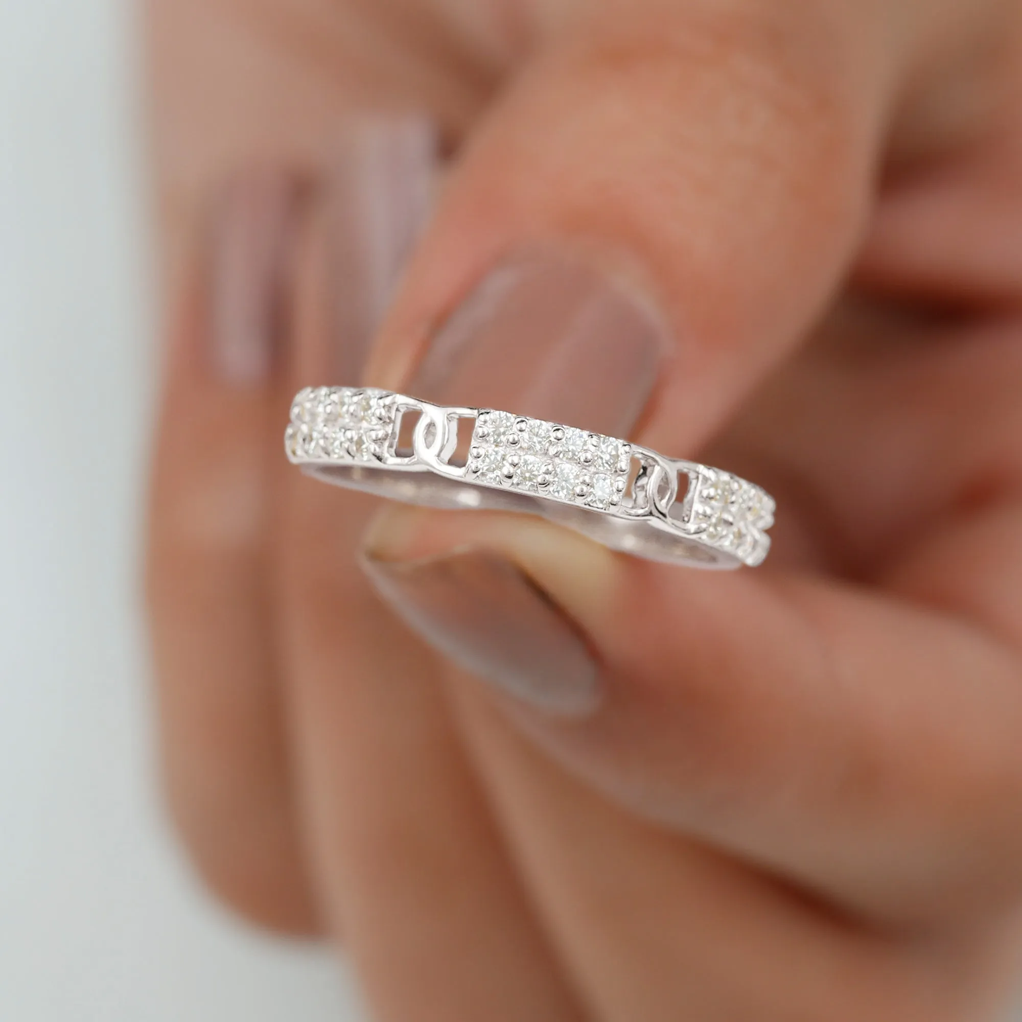 Certified Moissanite Interlock Wedding Band