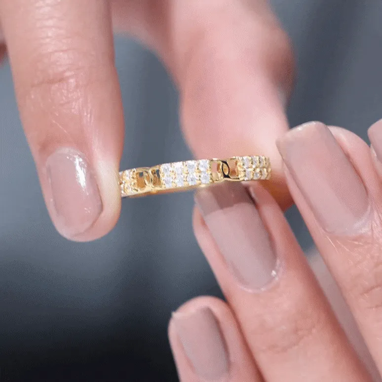 Certified Moissanite Interlock Wedding Band