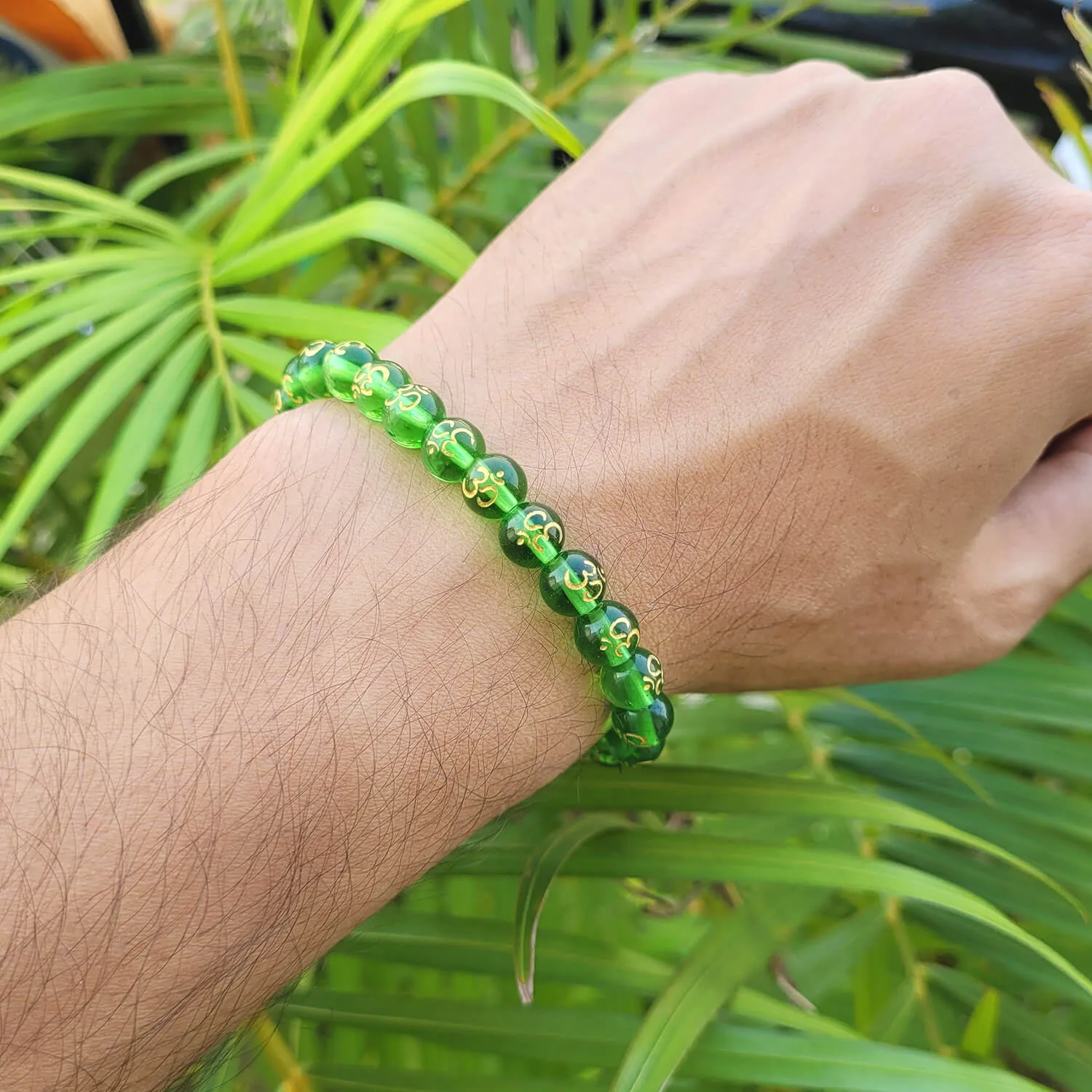 Certified Om Onyx 8mm Stone Bracelet