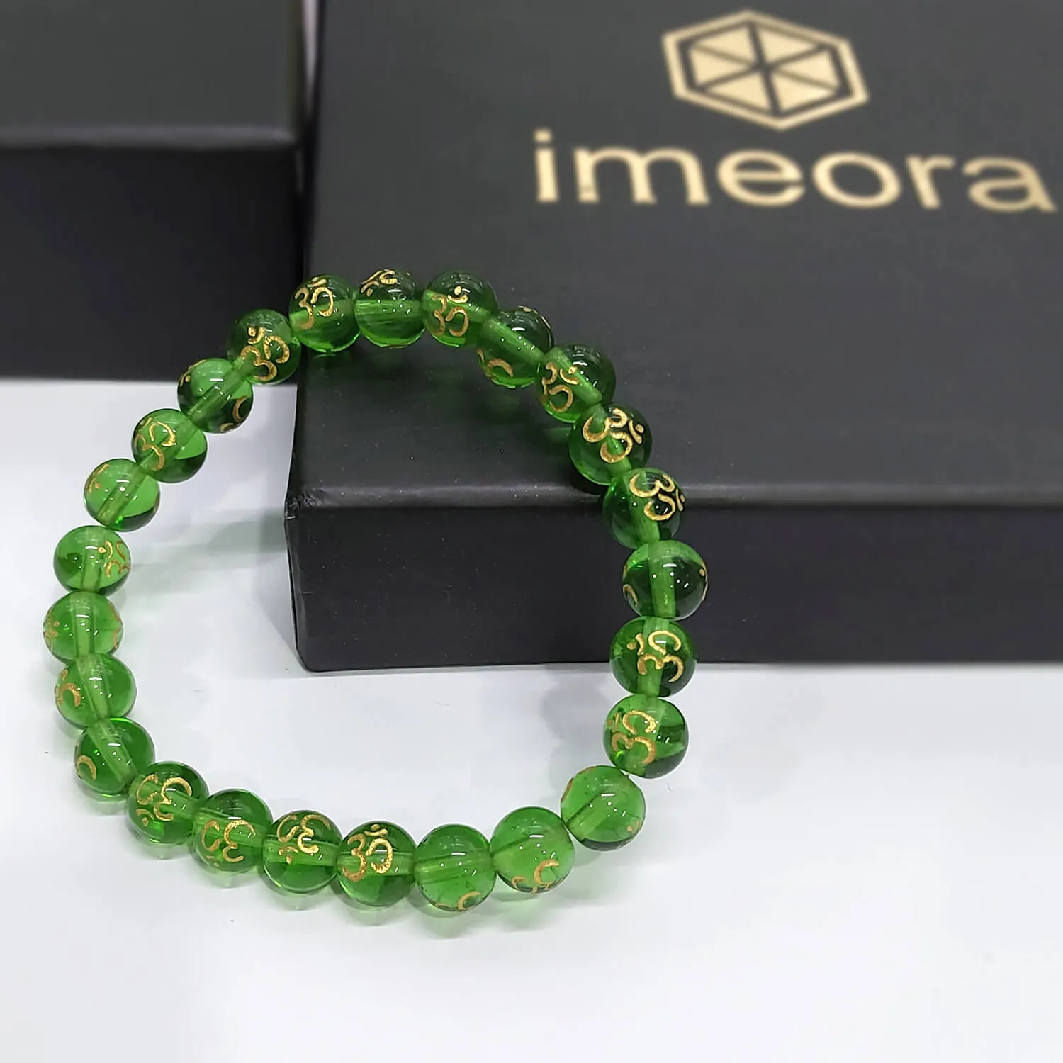 Certified Om Onyx 8mm Stone Bracelet
