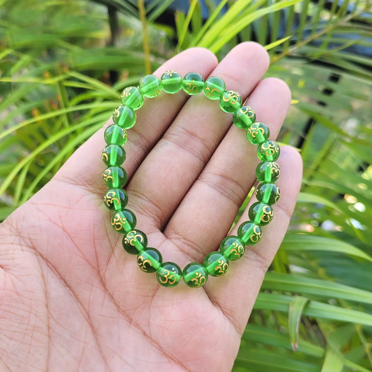 Certified Om Onyx 8mm Stone Bracelet