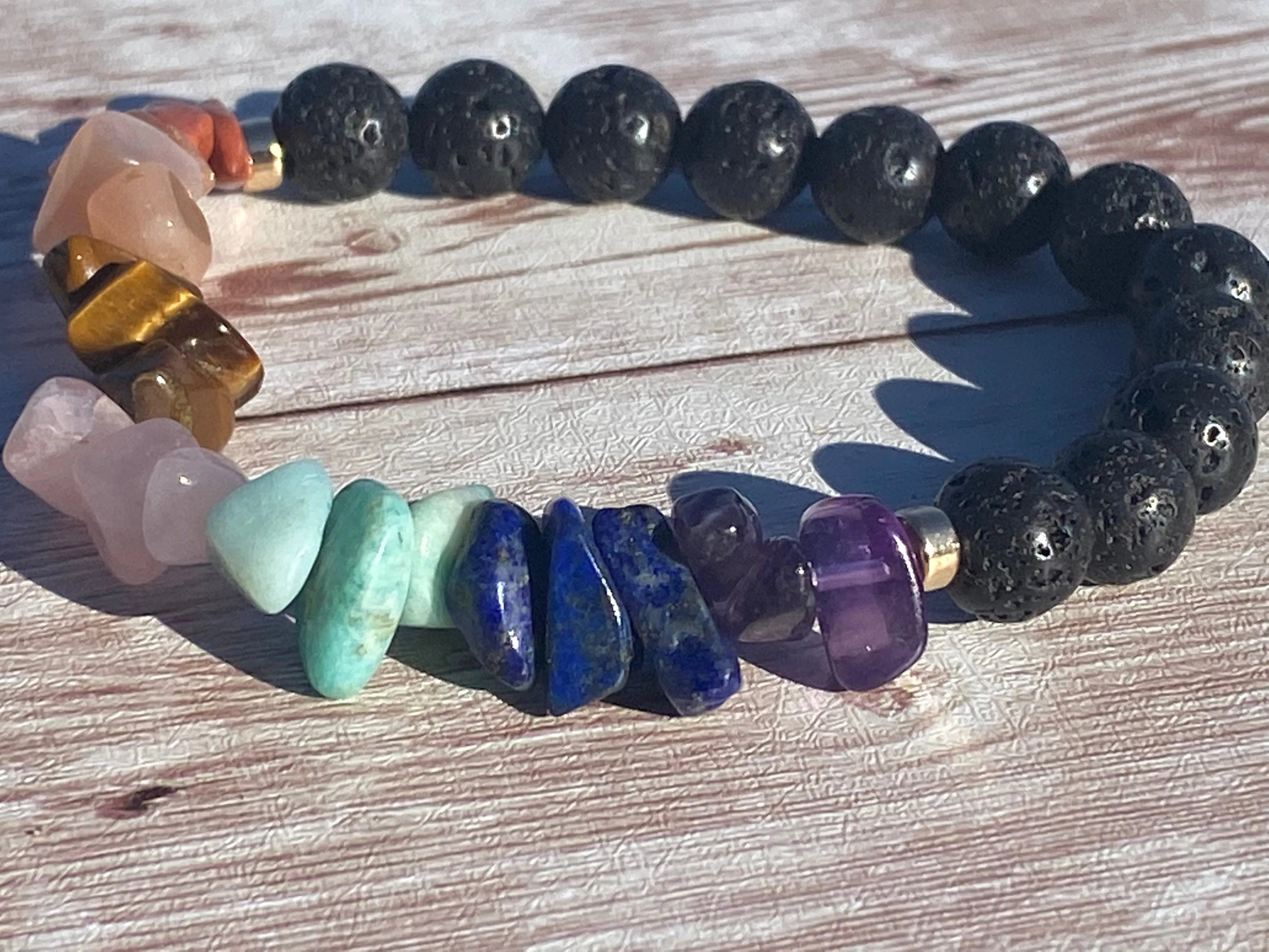 Chakra Chip Lava Stone Bracelet