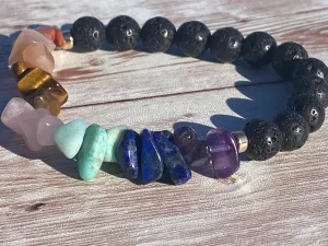 Chakra Chip Lava Stone Bracelet