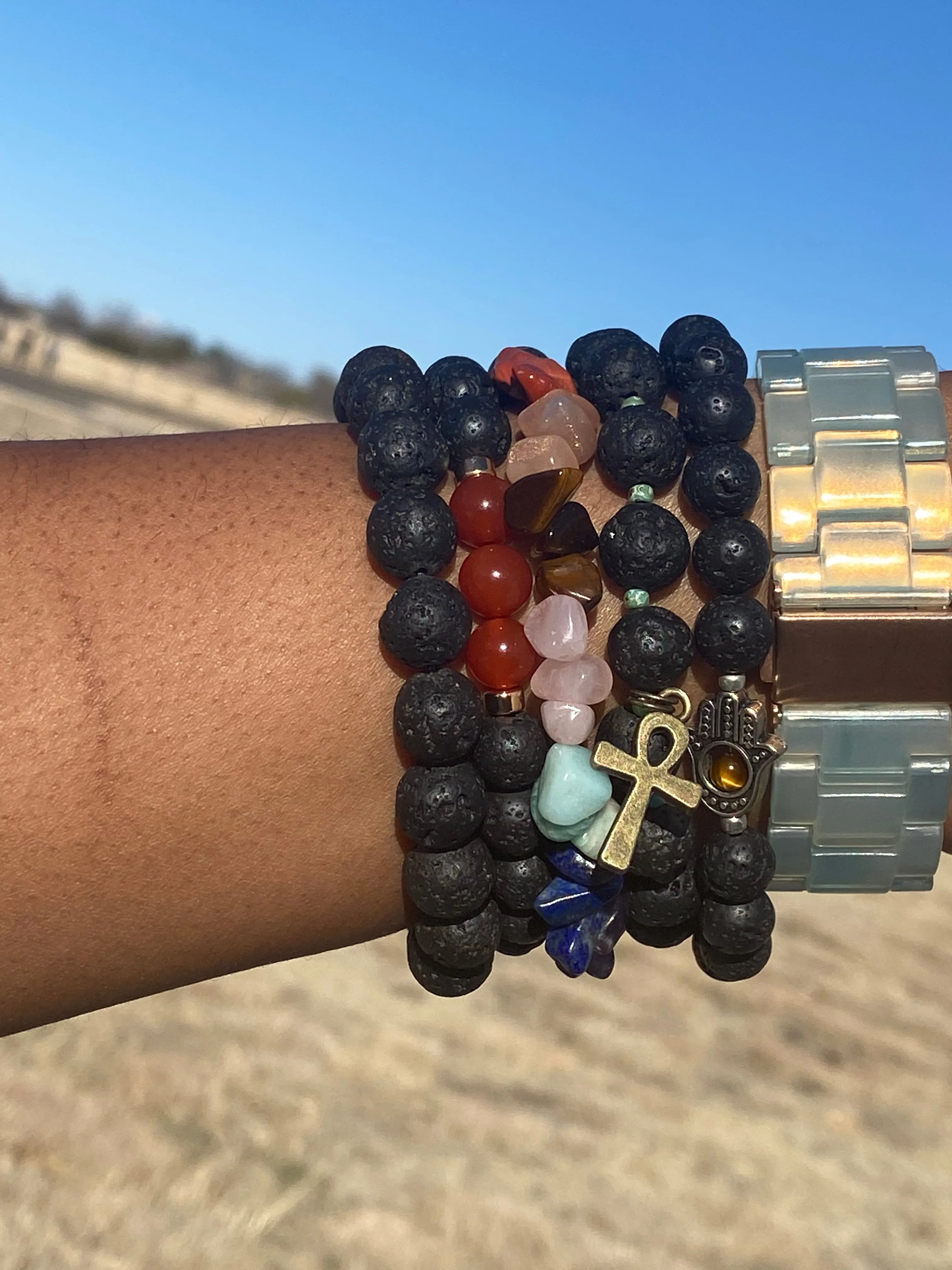 Chakra Chip Lava Stone Bracelet