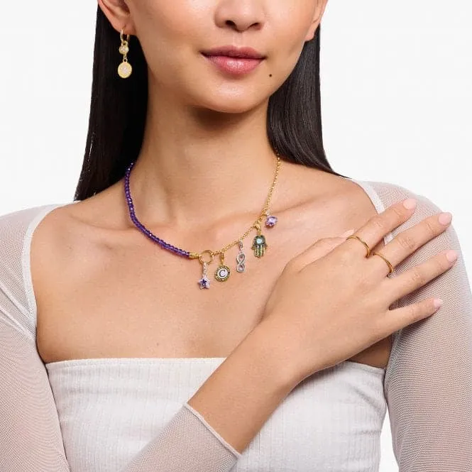 Charmista Member Violet Sterling Silver Gold Plated Enamel Charm Necklace KE2190-427-13
