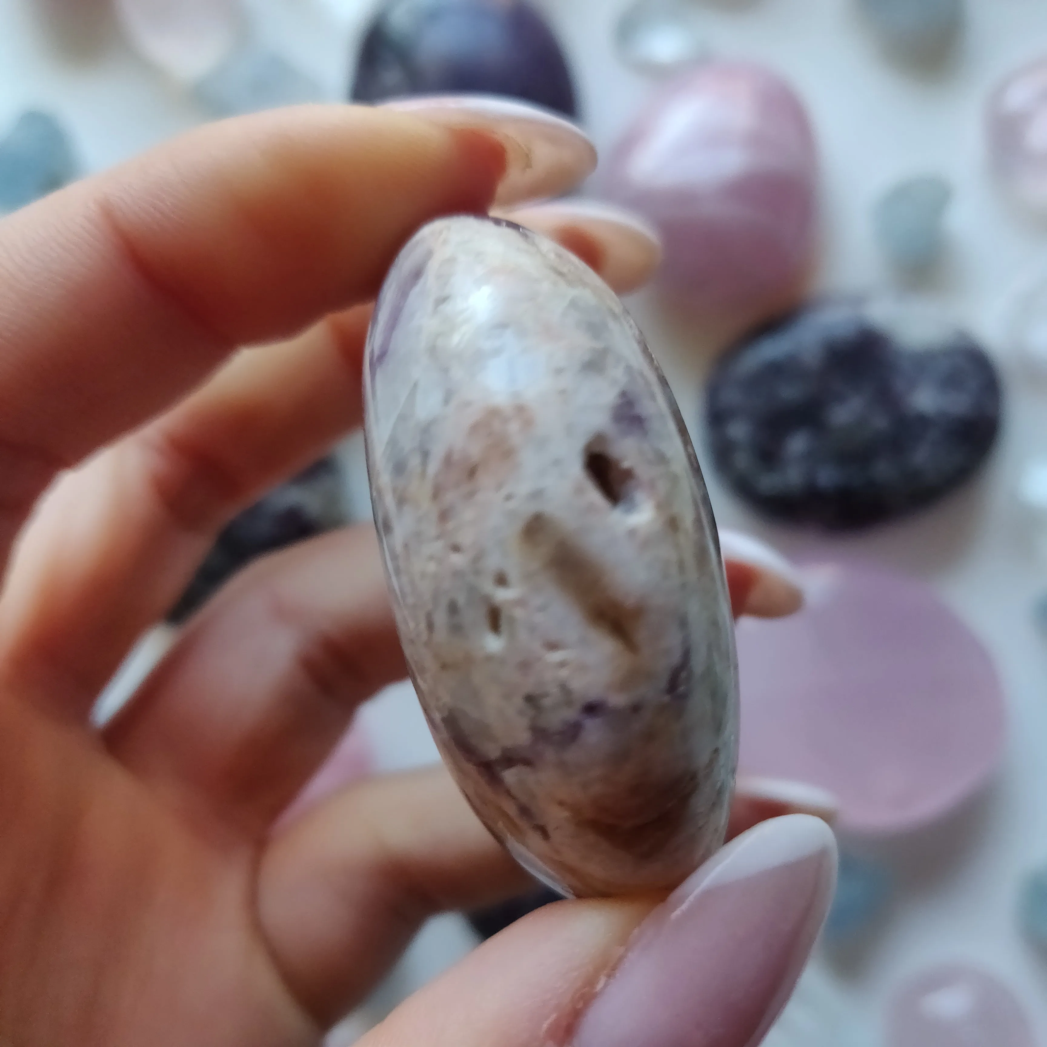 Chevron Amethyst Palm Stone (#15)