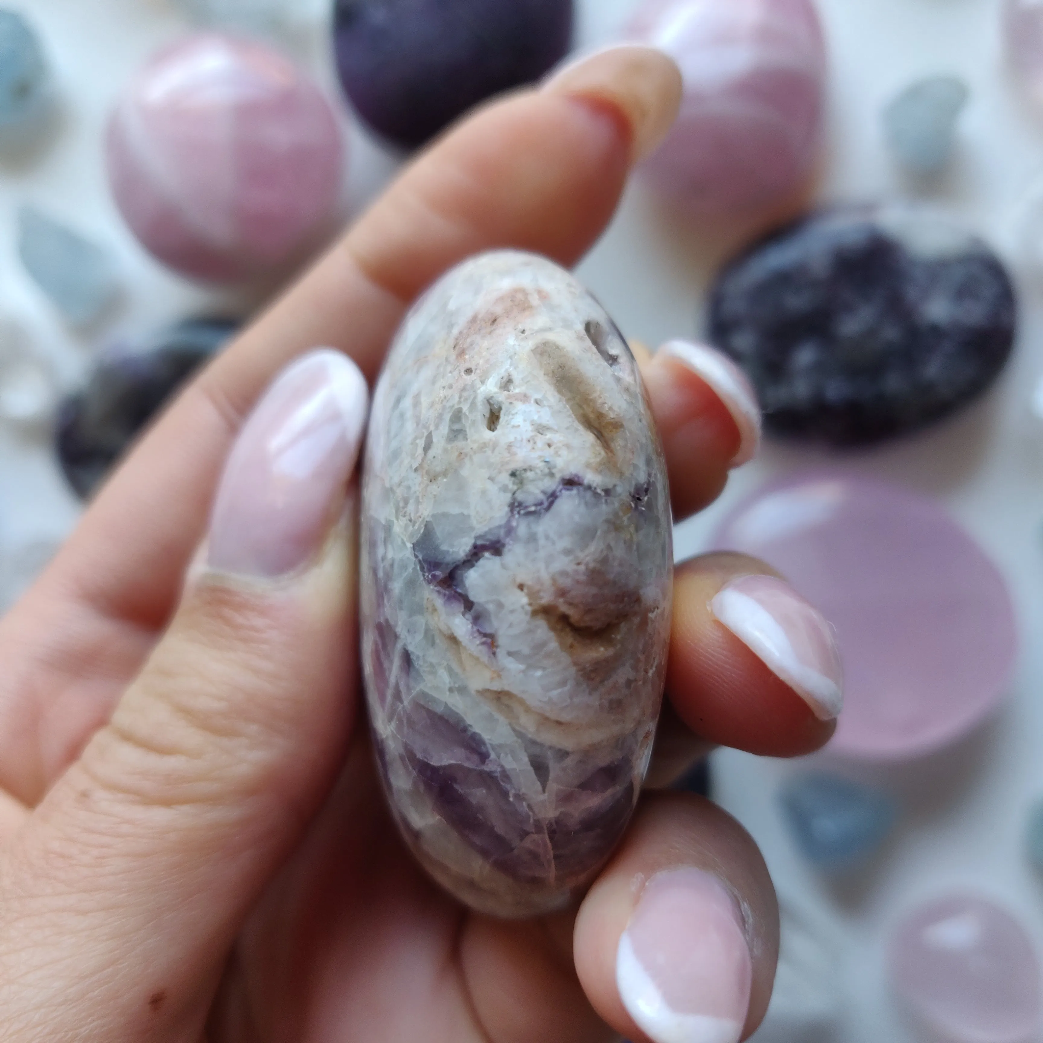 Chevron Amethyst Palm Stone (#15)