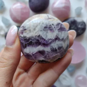 Chevron Amethyst Palm Stone (#15)