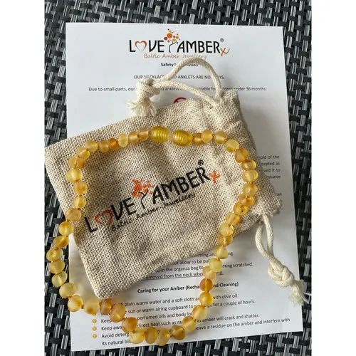 Child Bees Knees Raw Honey Baltic Amber Necklace