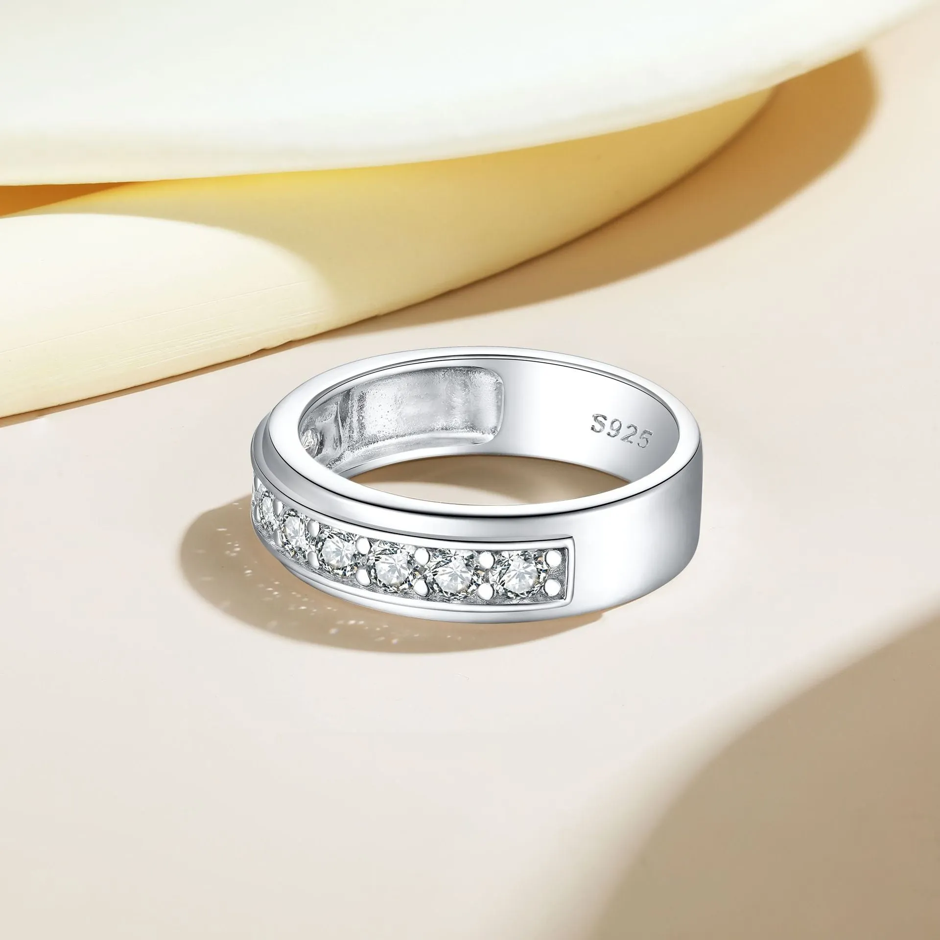 Classic Men's Round Cut CZ Wedding Band Ring - 6mm