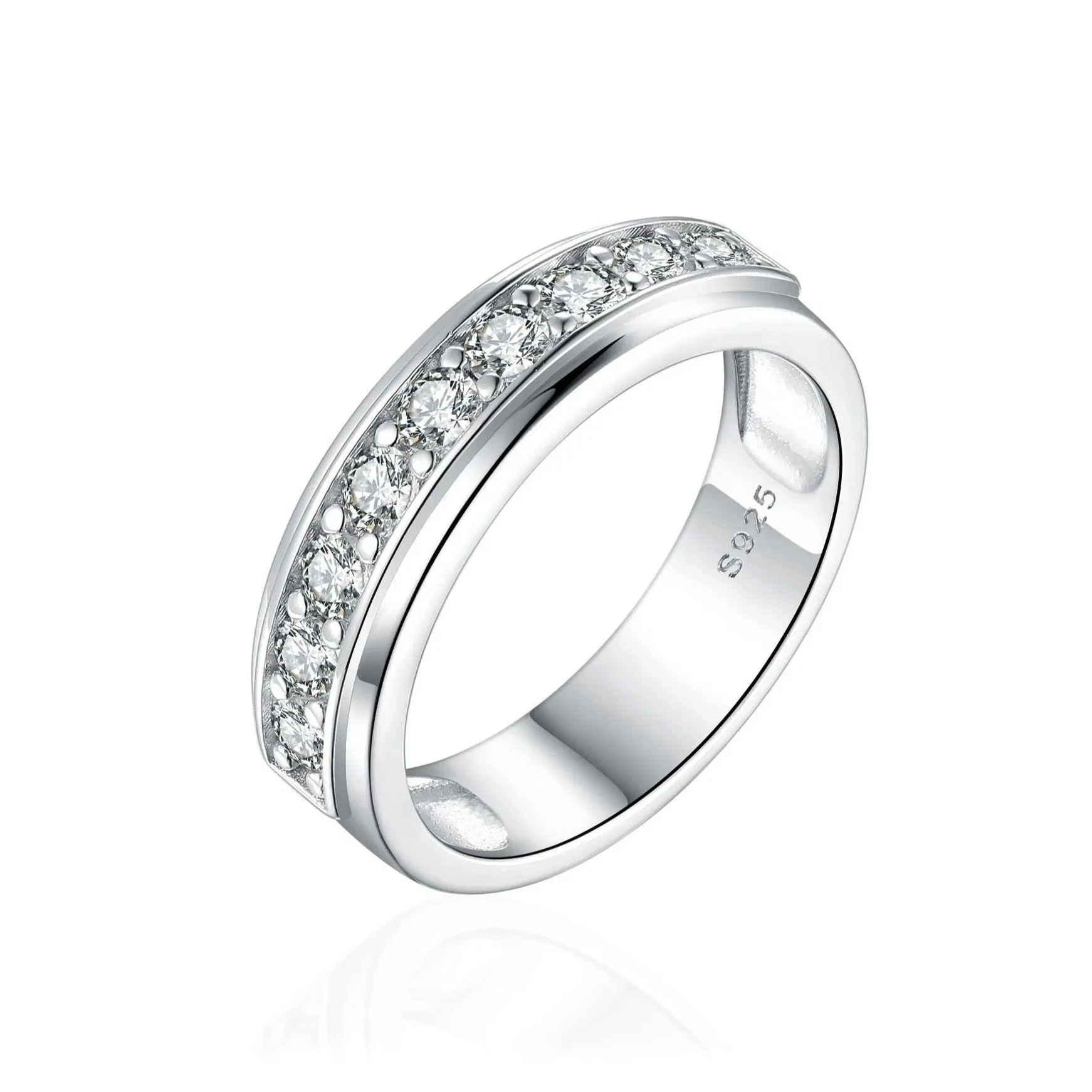 Classic Men's Round Cut CZ Wedding Band Ring - 6mm