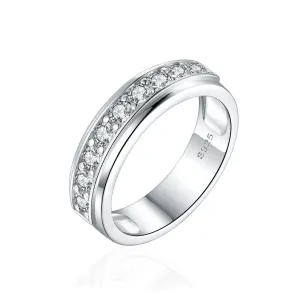 Classic Men's Round Cut CZ Wedding Band Ring - 6mm