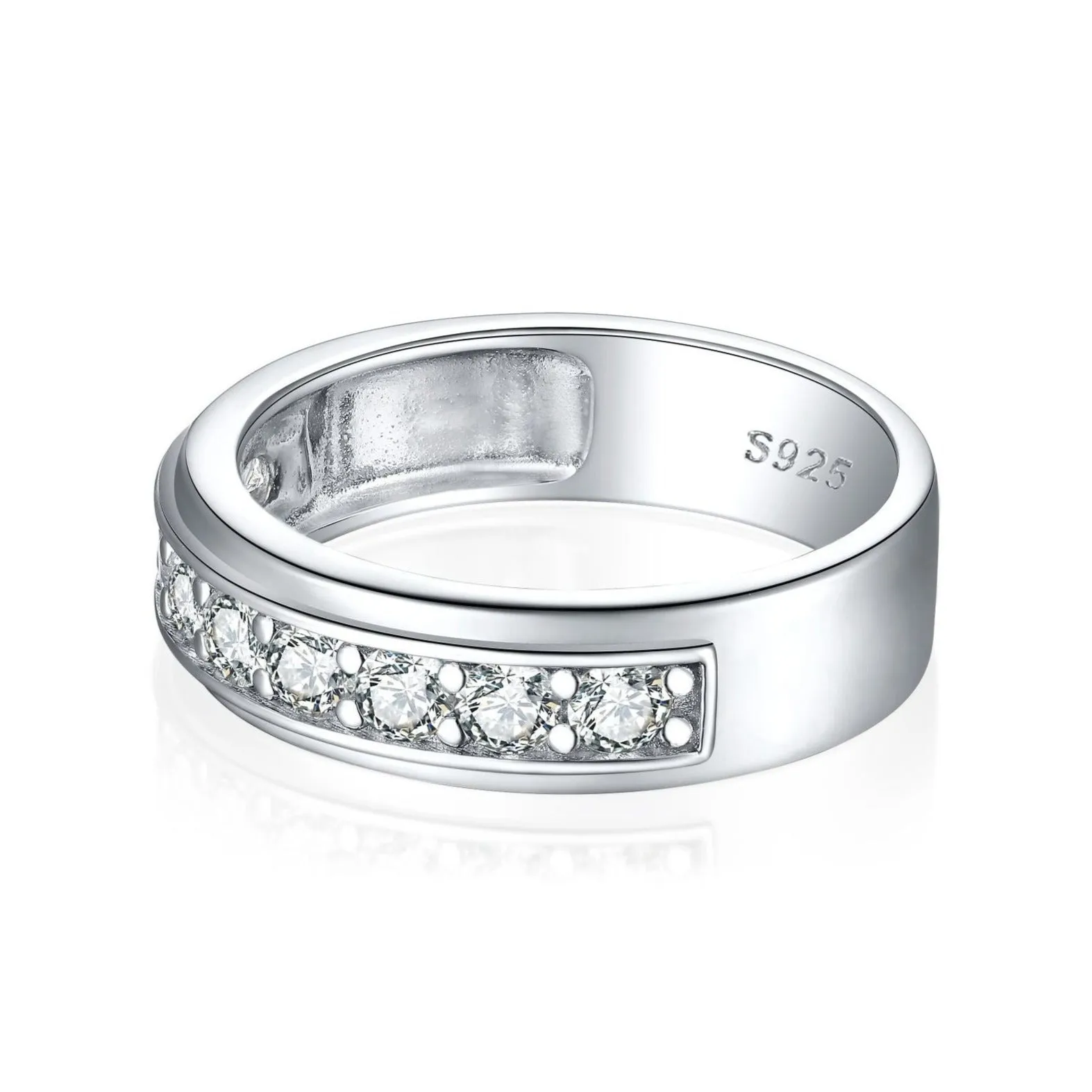 Classic Men's Round Cut CZ Wedding Band Ring - 6mm