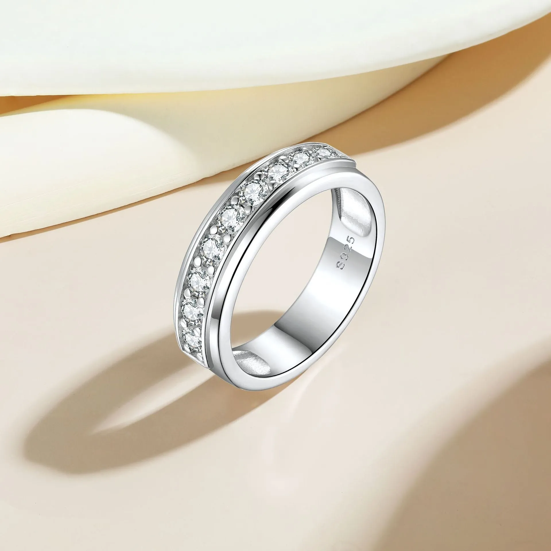 Classic Men's Round Cut CZ Wedding Band Ring - 6mm
