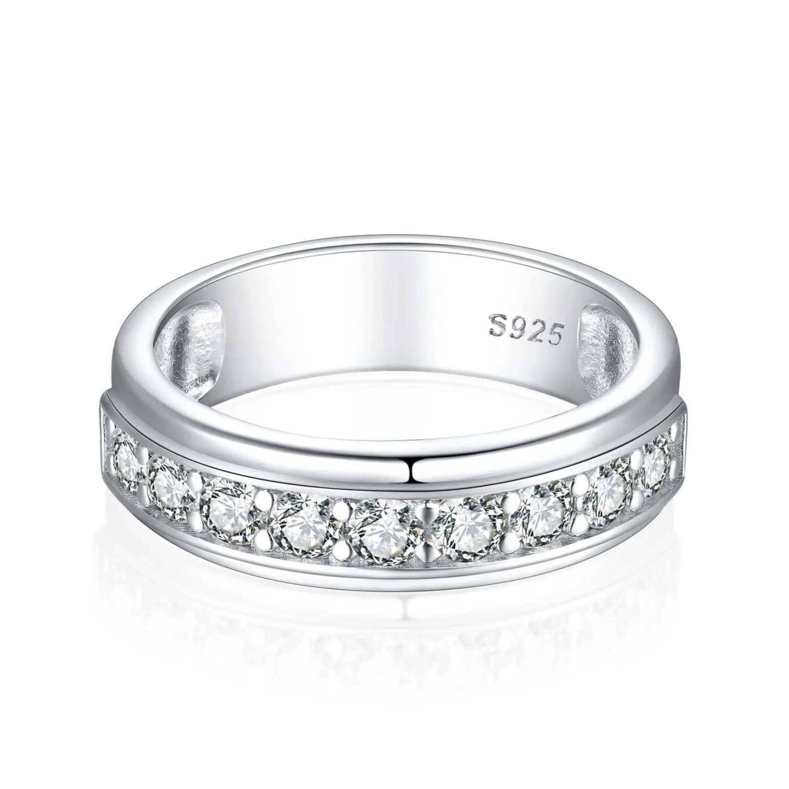 Classic Men's Round Cut CZ Wedding Band Ring - 6mm
