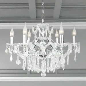 Crystal Chandelier 6 Arm Silver Shallow - 64cm
