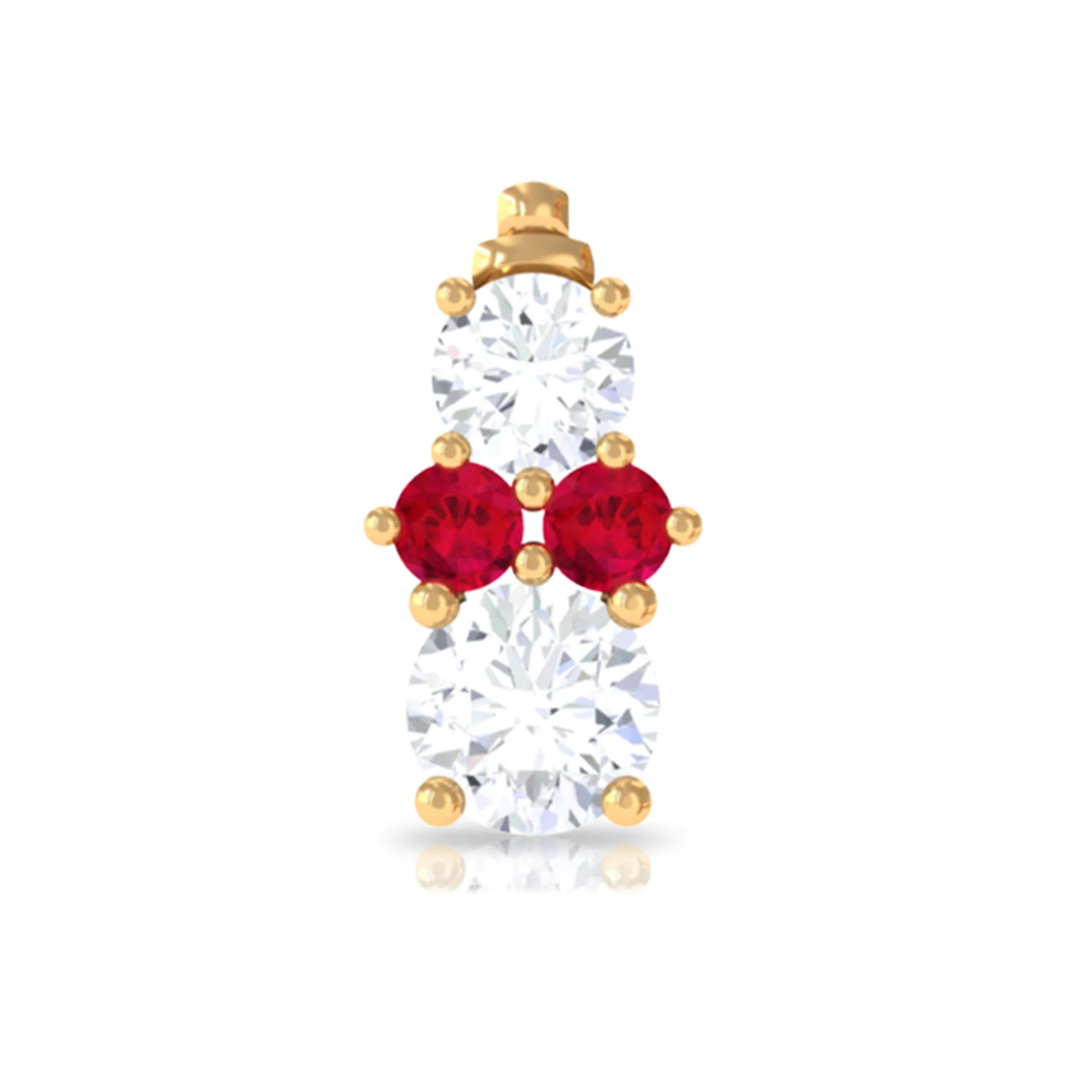 Cute Snowman Tragus Earring with Created Ruby and Moissanite